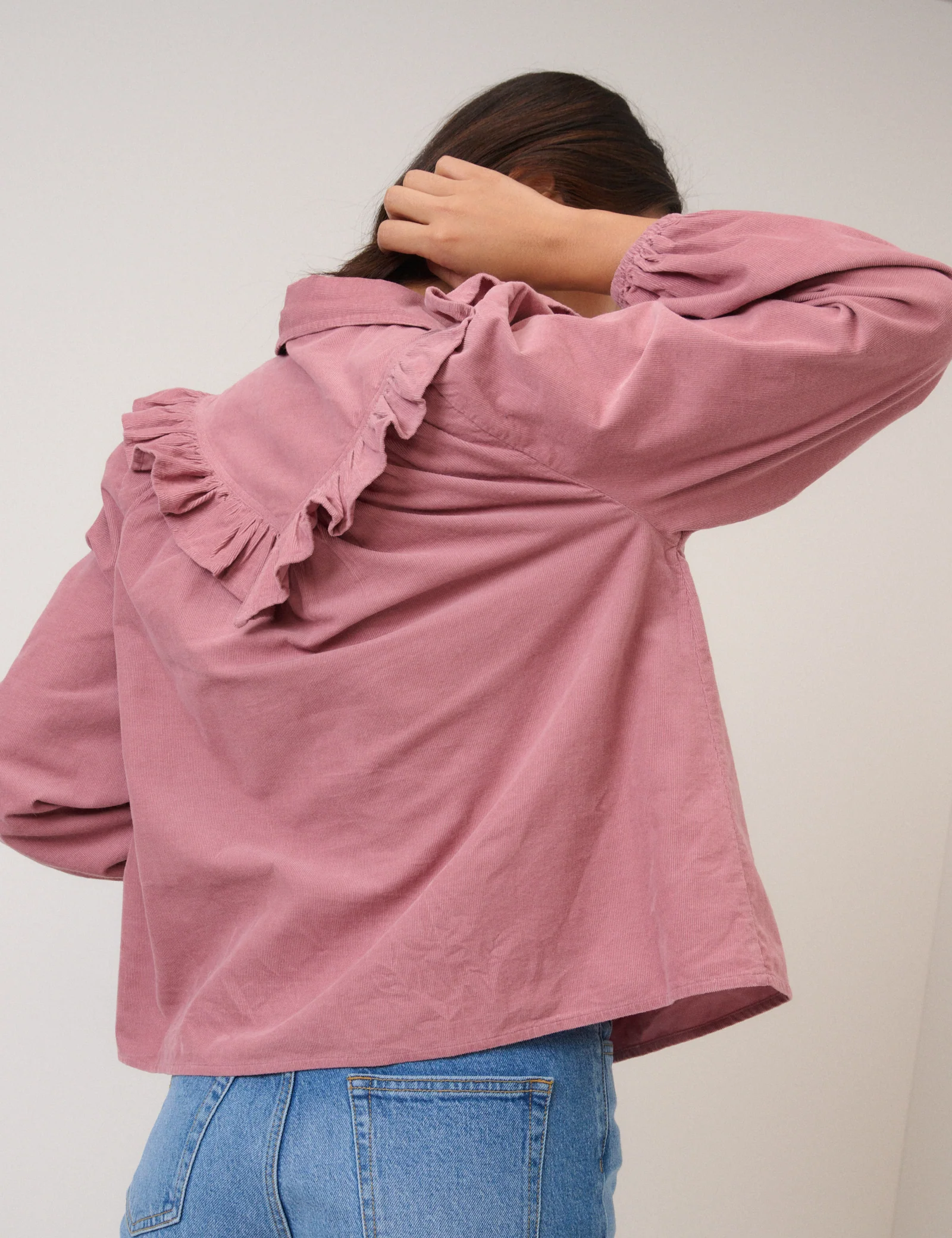 Pink Cord Frill Shirt - Image 5