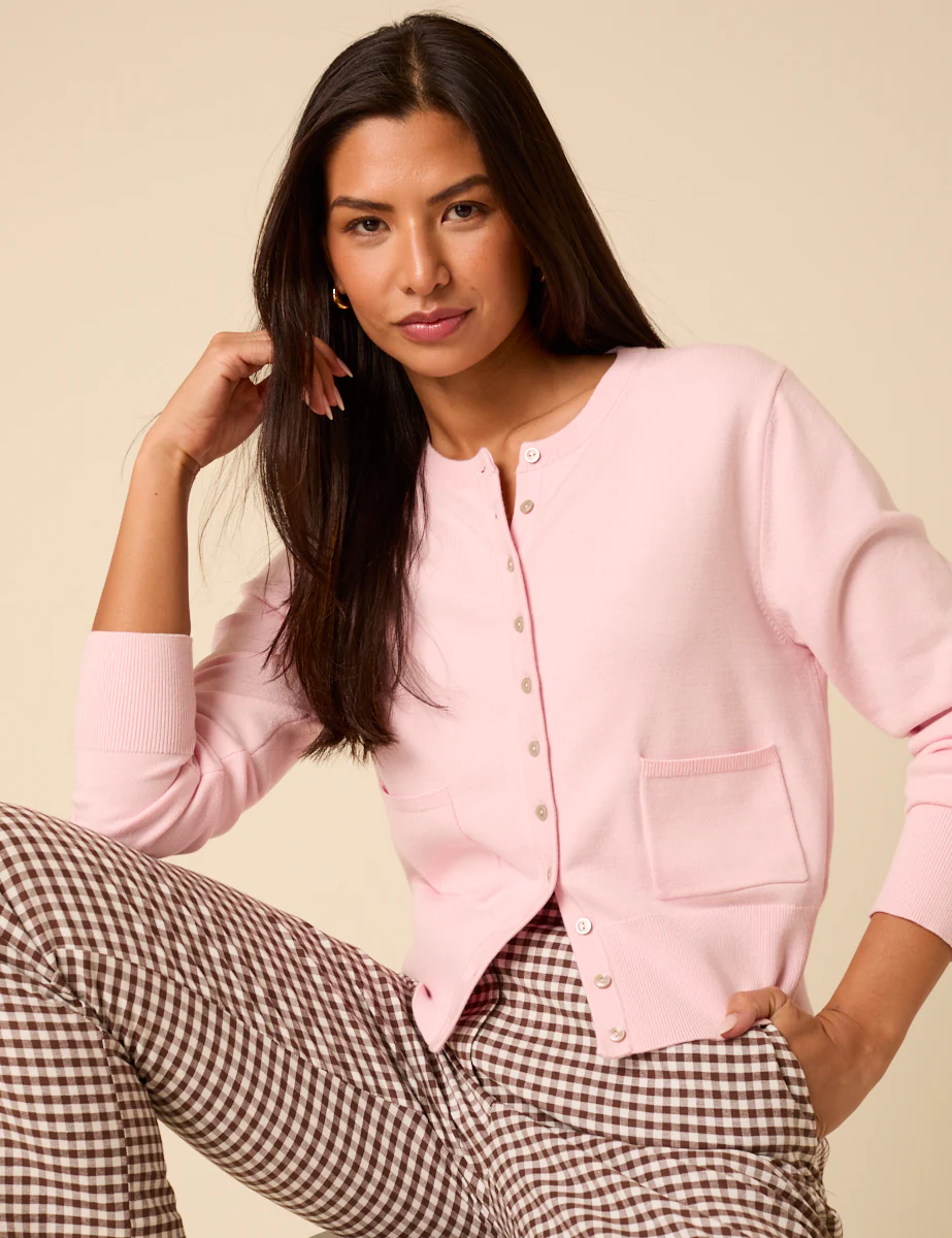 Pink Crew Neck Cardigan - Image 3