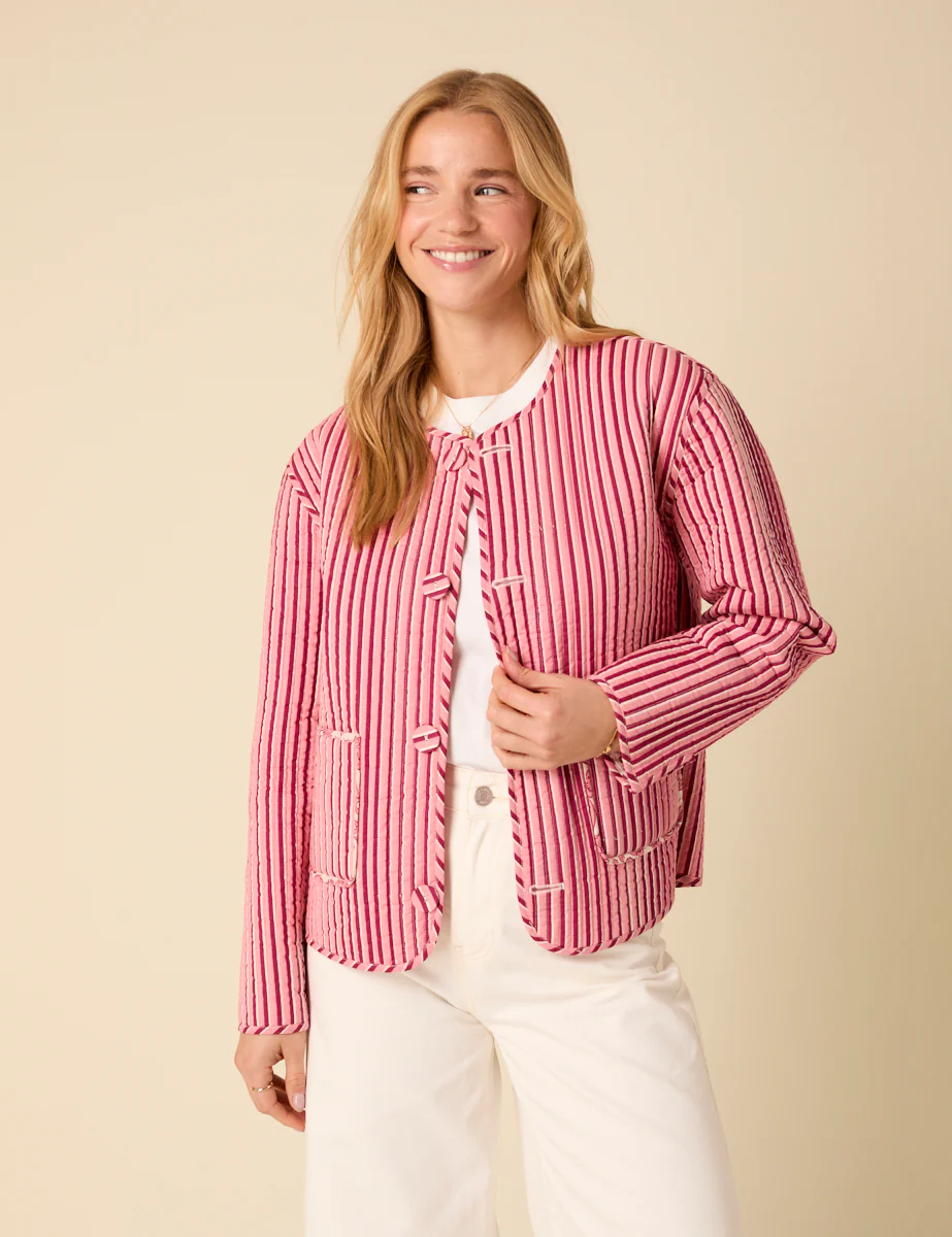 Pink Floral Quilted Reversible Jacket - Image 3