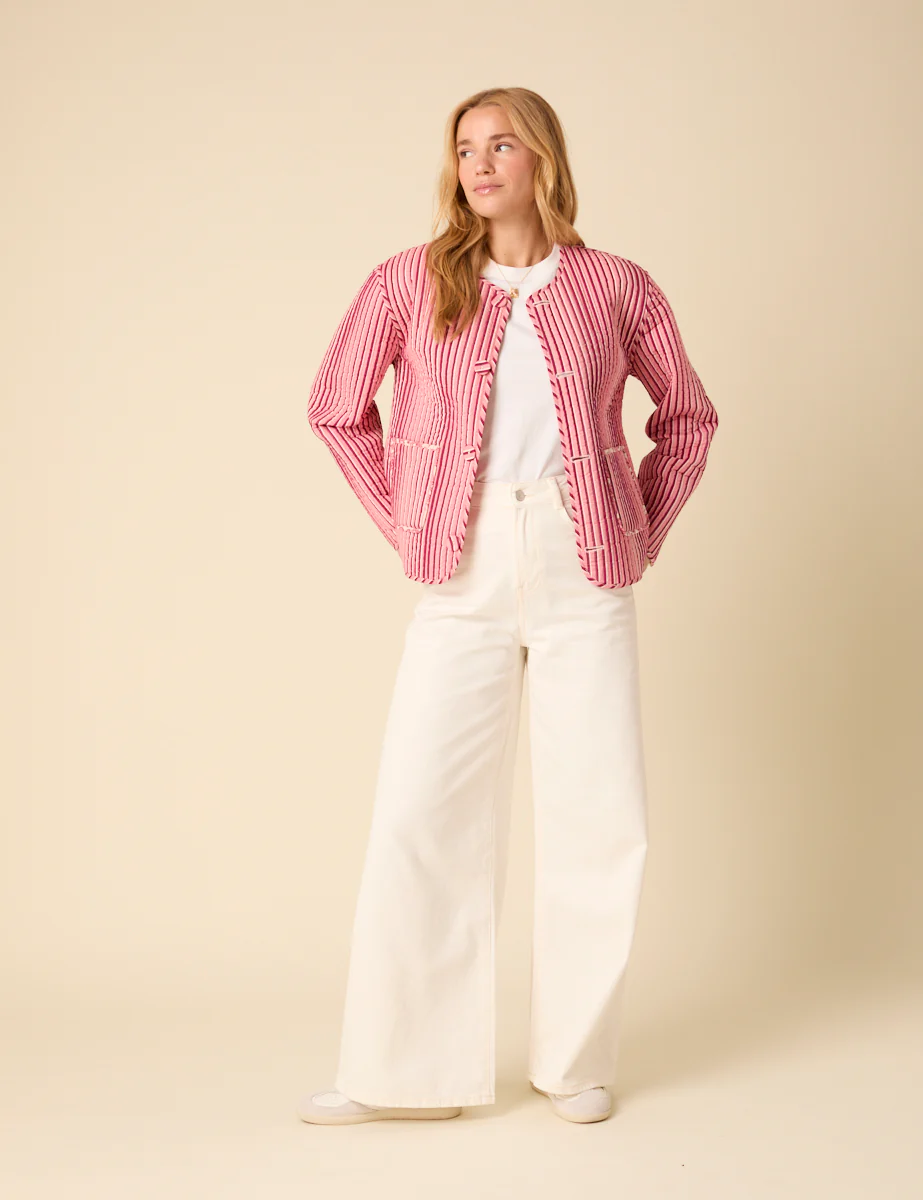 Pink Floral Quilted Reversible Jacket - Image 4
