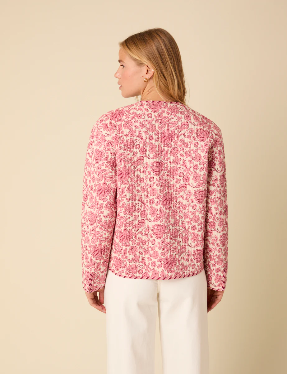 Pink Floral Quilted Reversible Jacket - Image 5