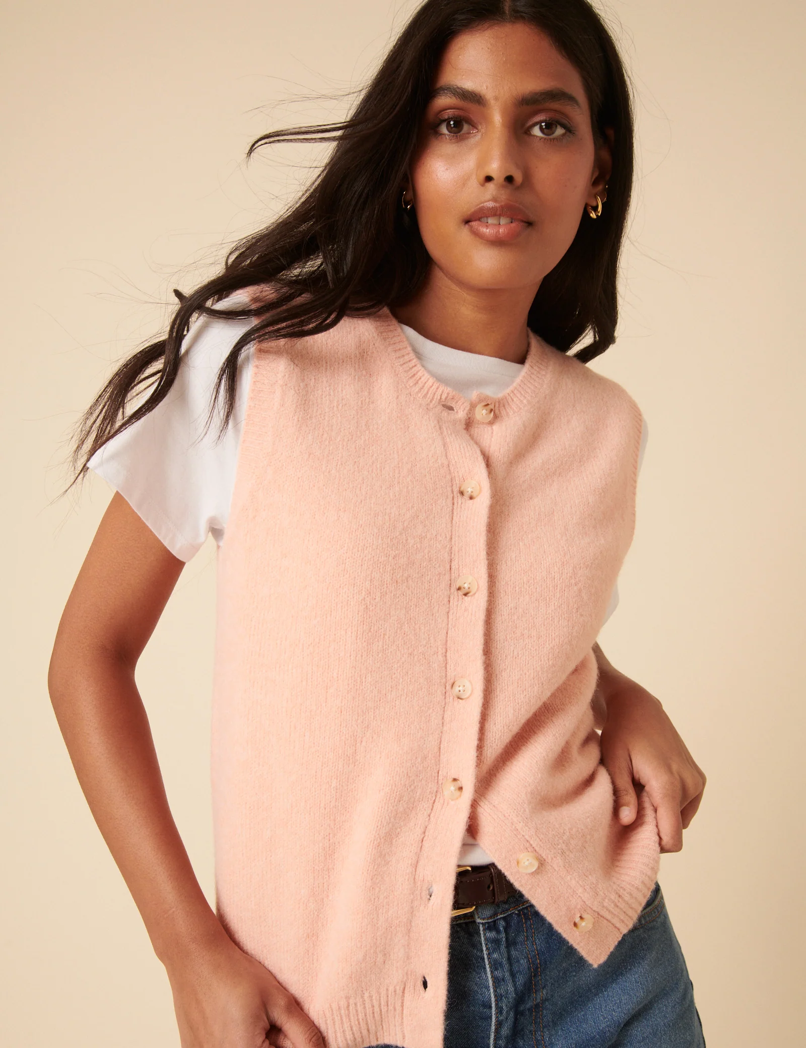 Pink Button Through Knitted Vest - Image 5