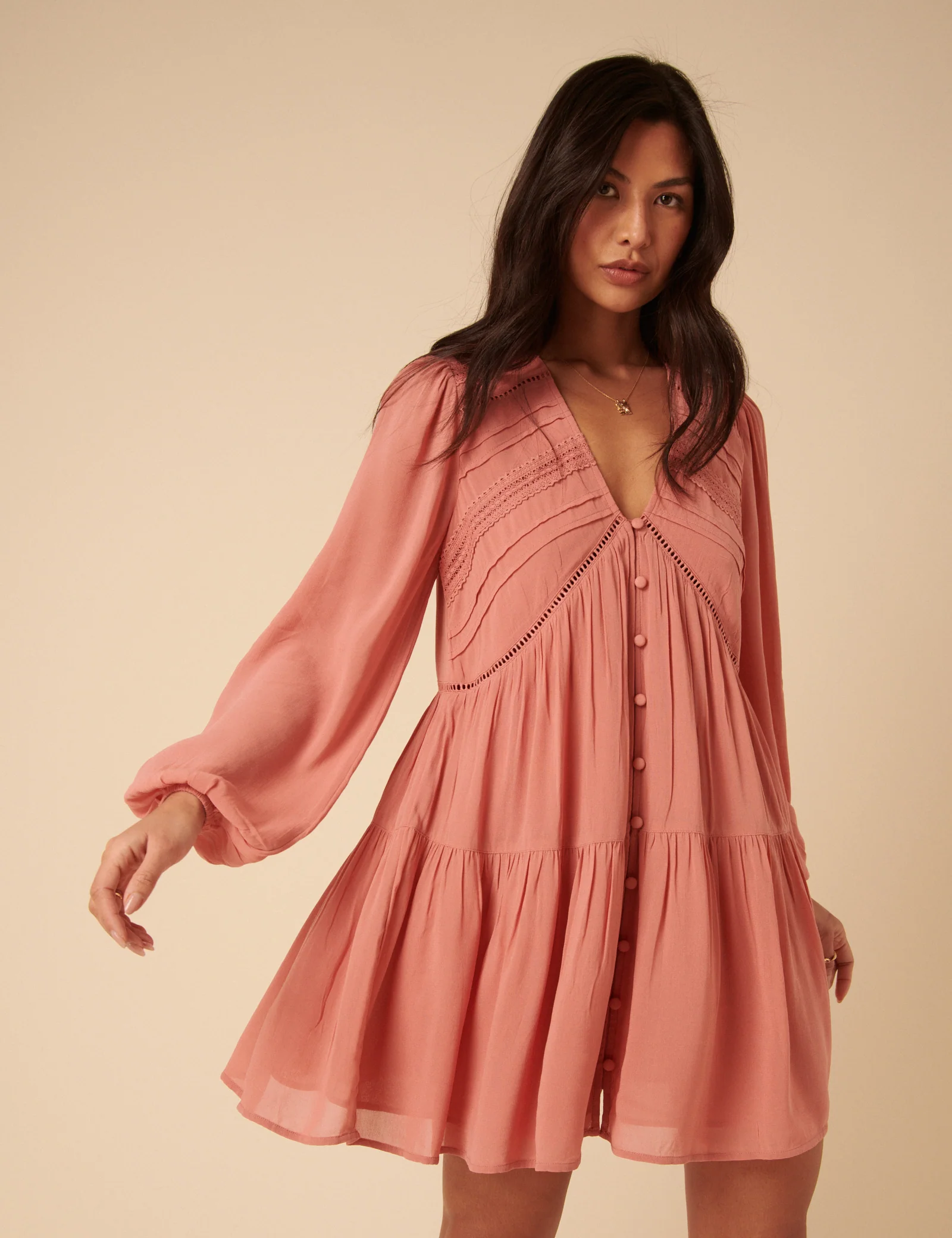 Pink Long Sleeve Marley Mini Dress - Image 2