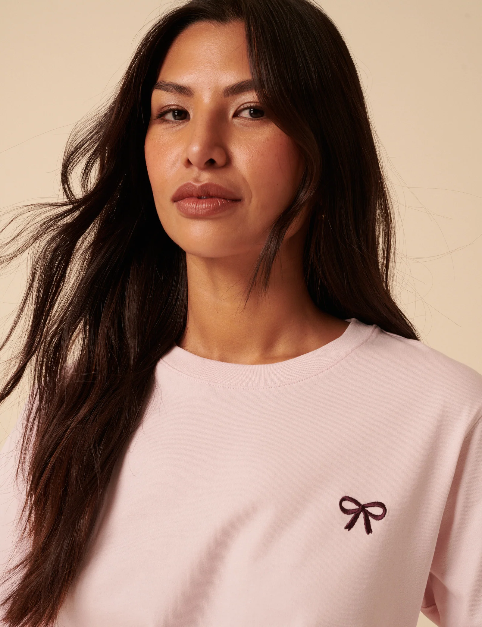Pink Wide Long Sleeve Bow T-Shirt - Image 2