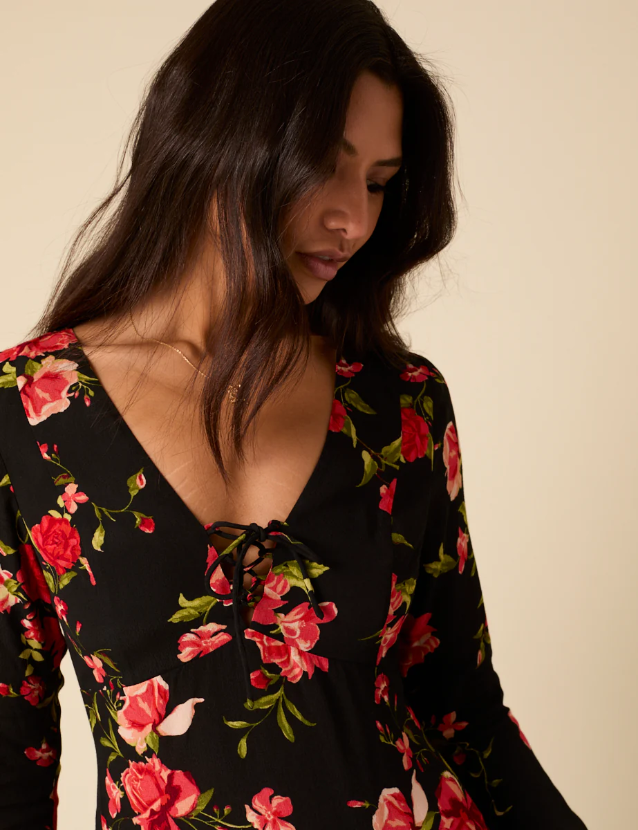 Poppy Delevingne Black Floral Willa Mini Dress - Image 4