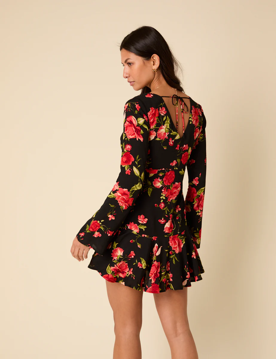 Poppy Delevingne Black Floral Willa Mini Dress - Image 5