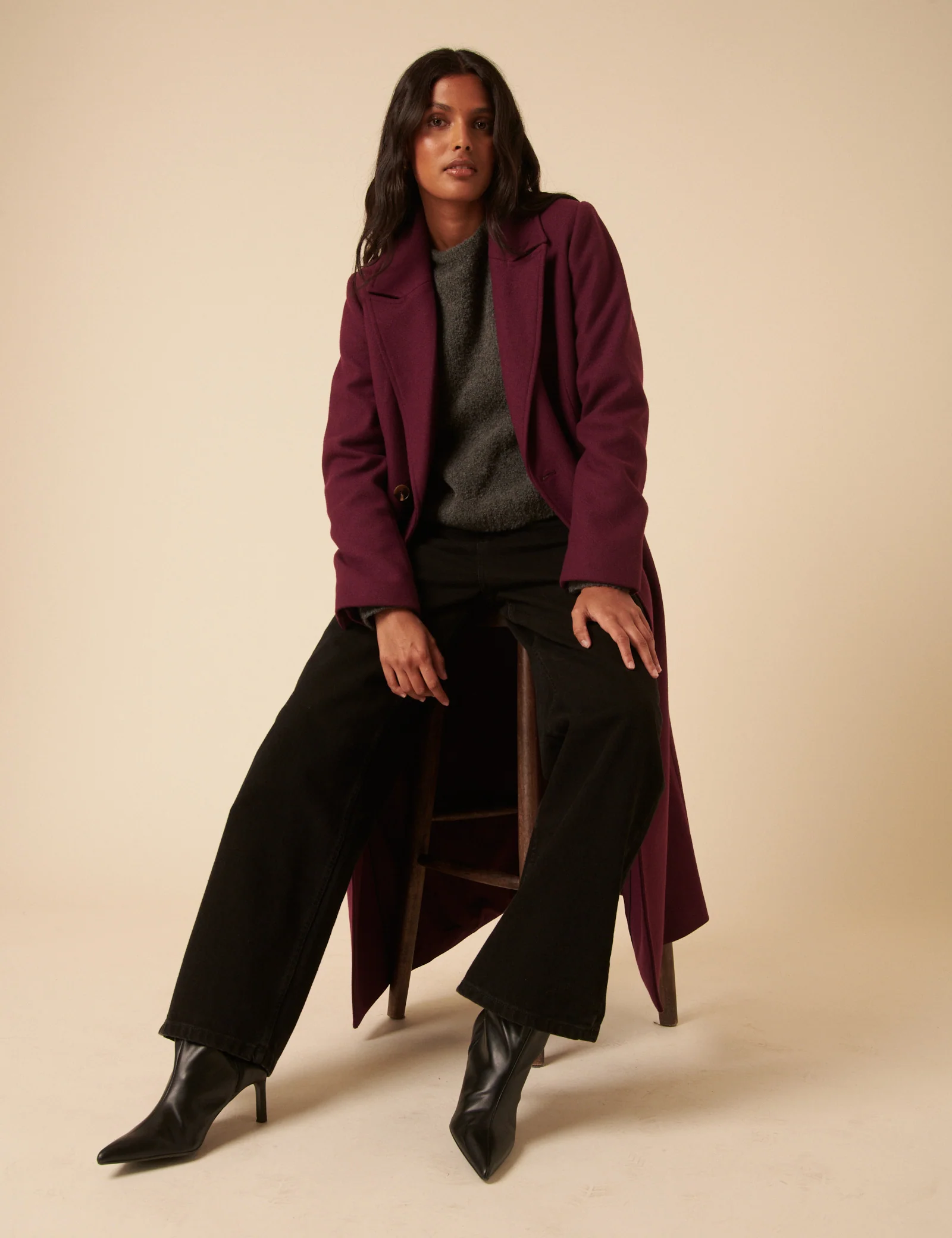 Plum Double Breasted Coat - Image 2