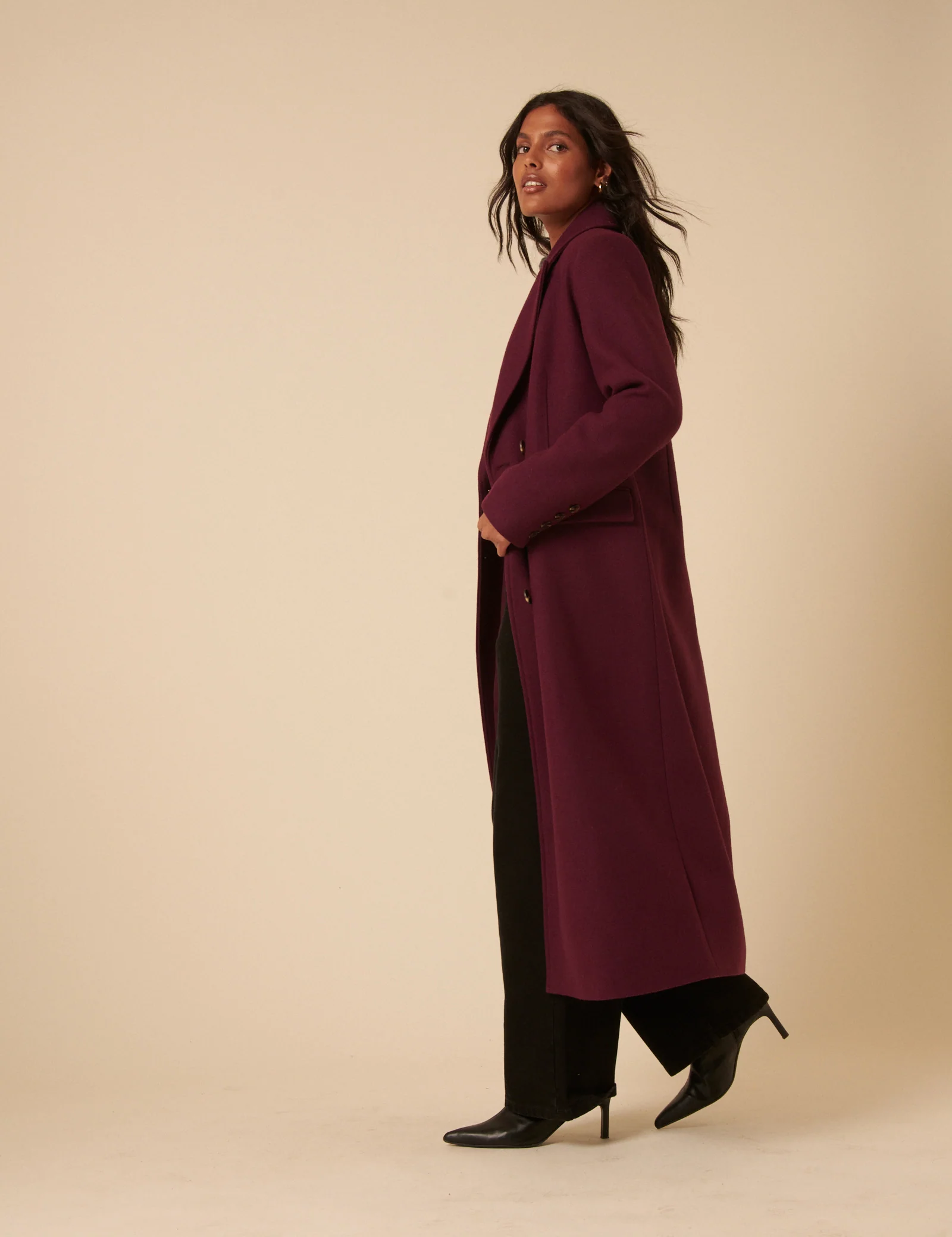 Plum Double Breasted Coat - Image 4