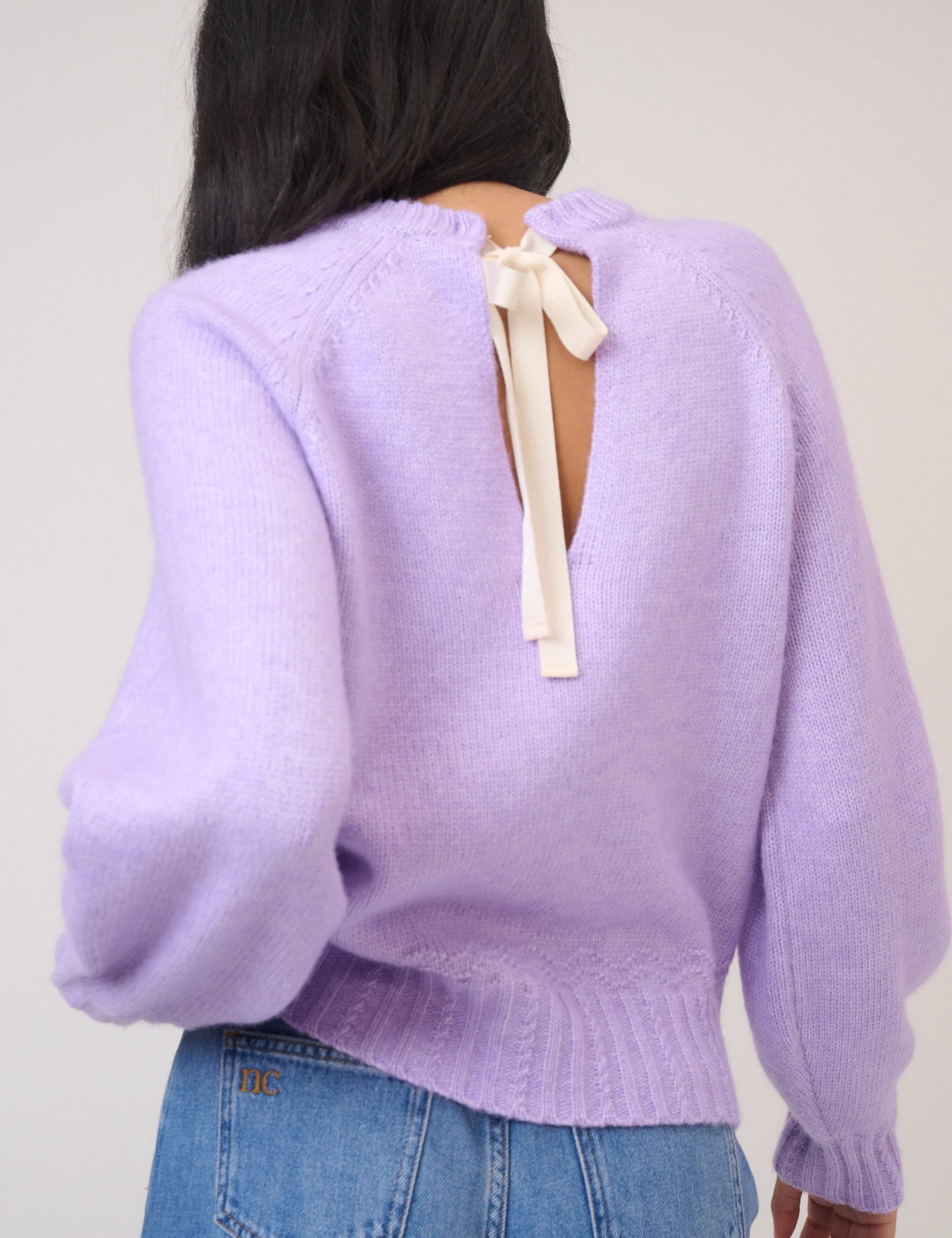 Purple Knitted Bow Tie Back Jumper - Image 2