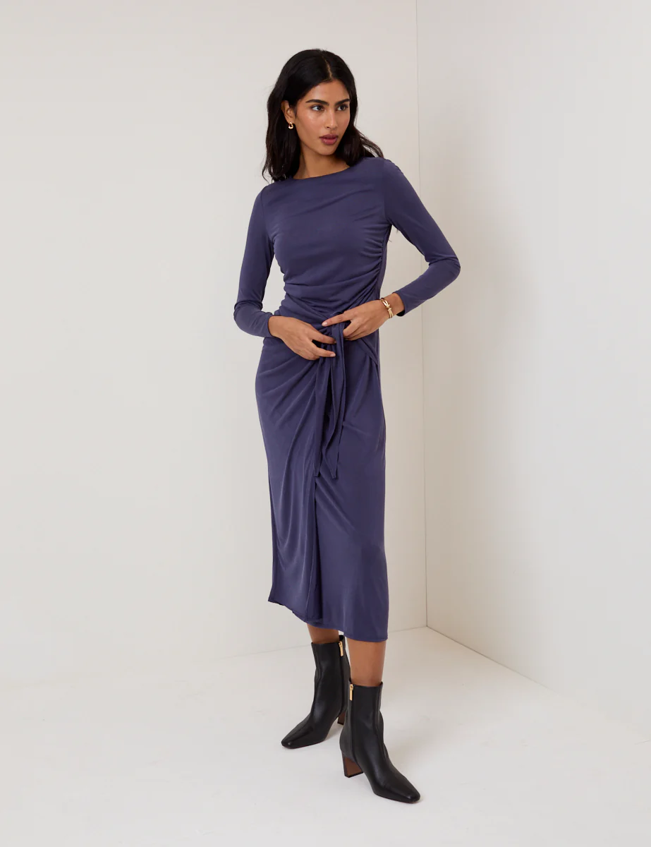 Blue Jersey Long Sleeve Harper Midi Dress - Image 2