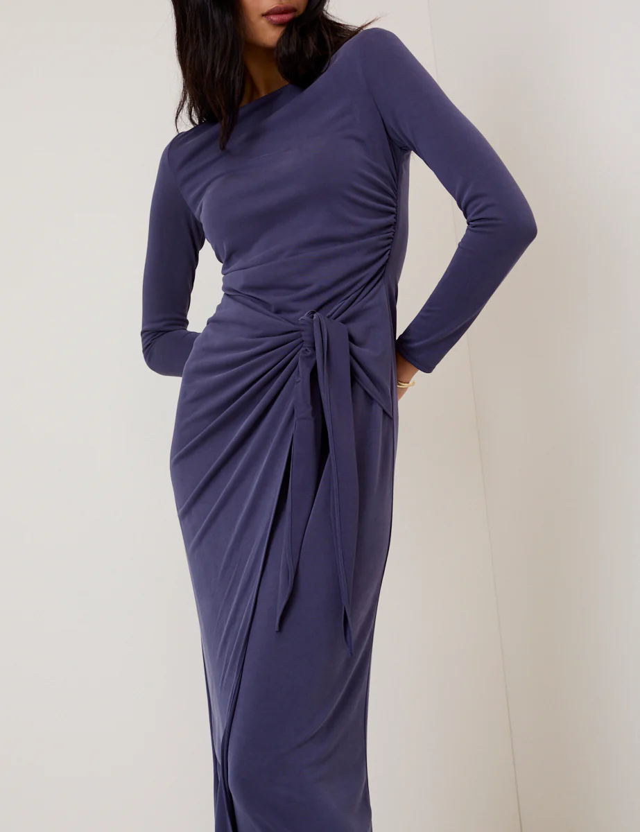 Blue Jersey Long Sleeve Harper Midi Dress - Image 3