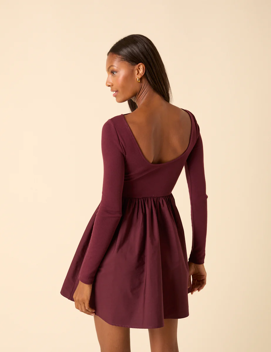 Purple Scoop Neck A-Line Mini Dress - Image 2