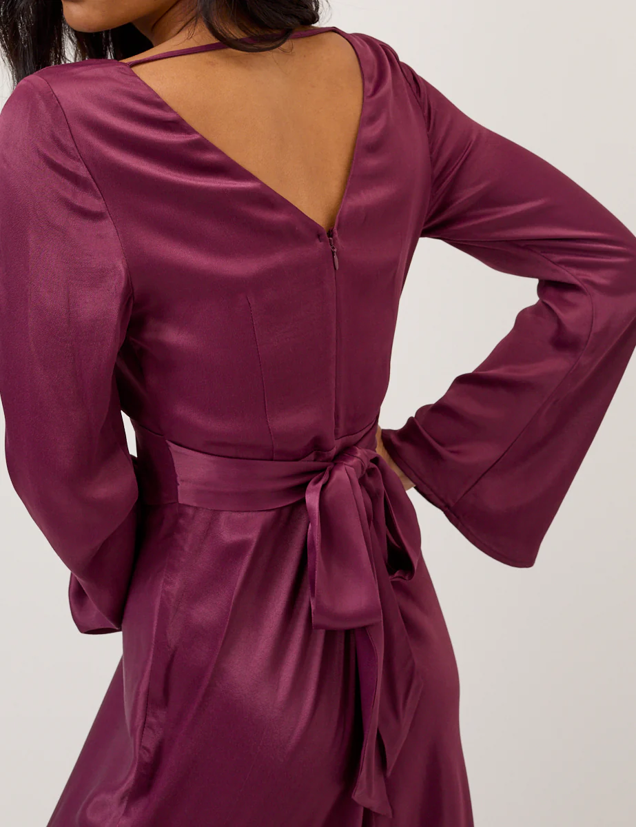 Purple Satin Stella Midi Dress - Image 2