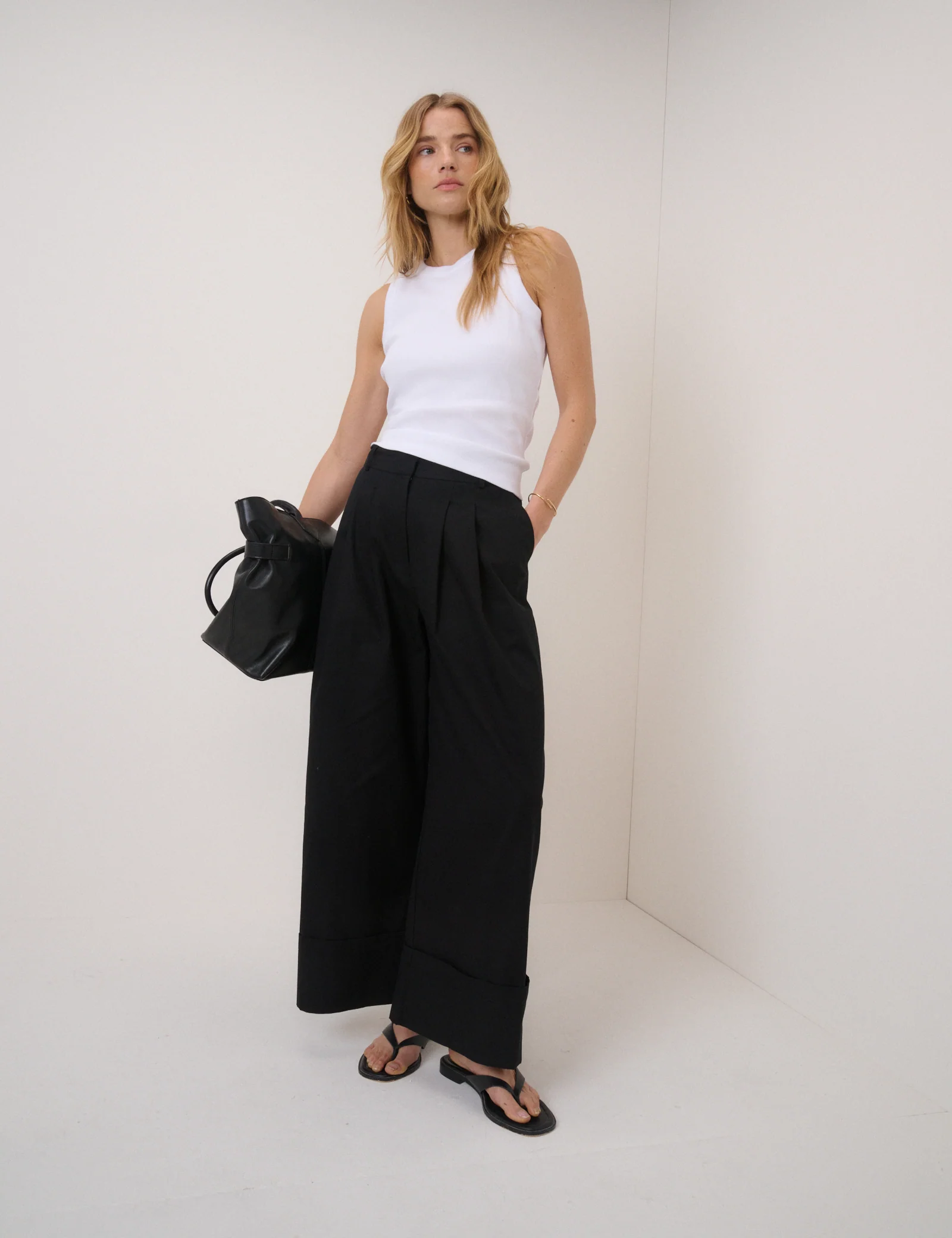 White Ribbed Racer Vest - Image 3