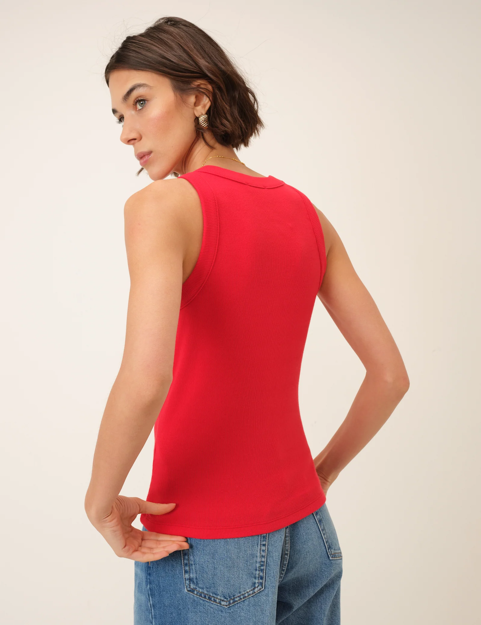 Red Ribbed Racer Vest - Image 4