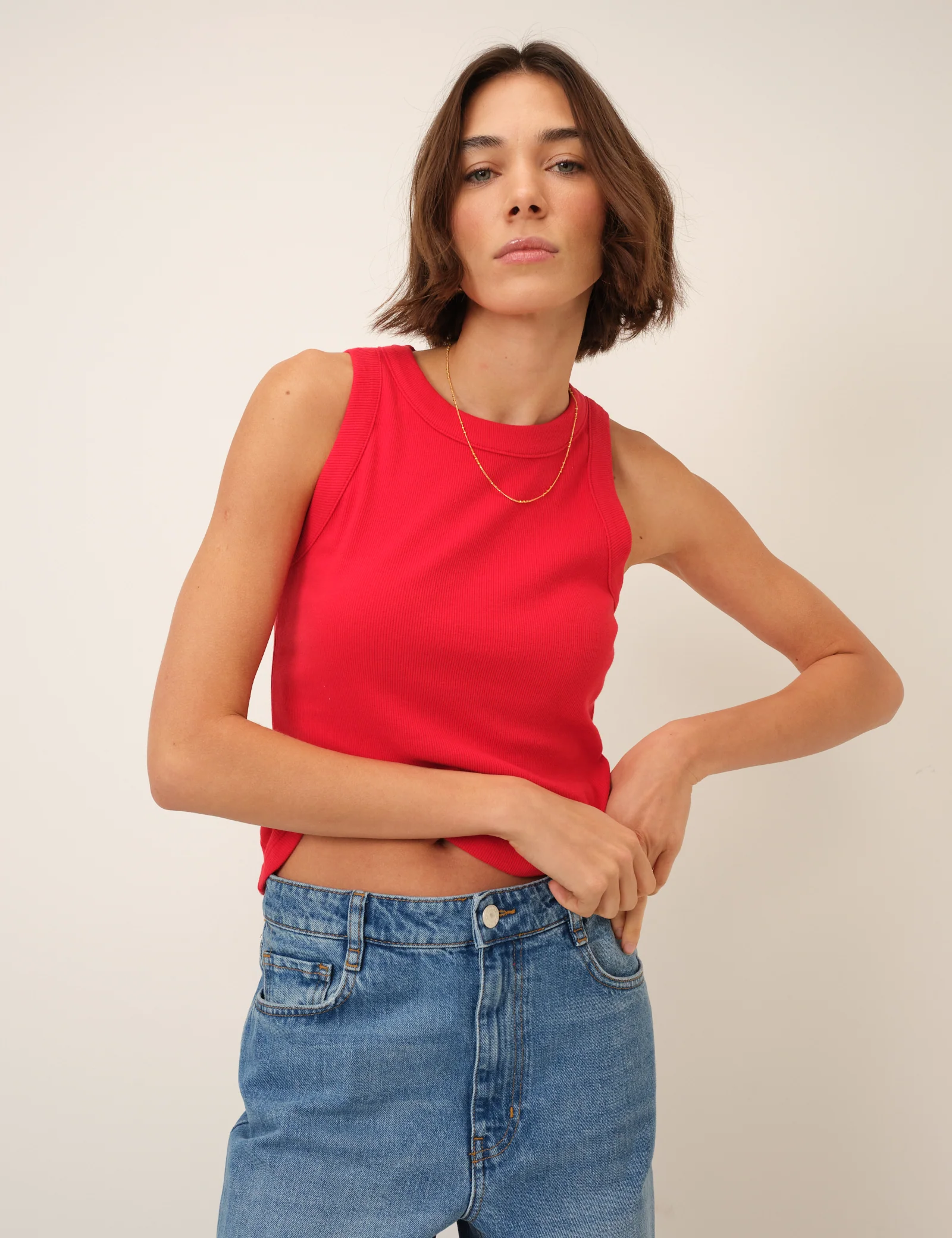 Red Ribbed Racer Vest - Image 5
