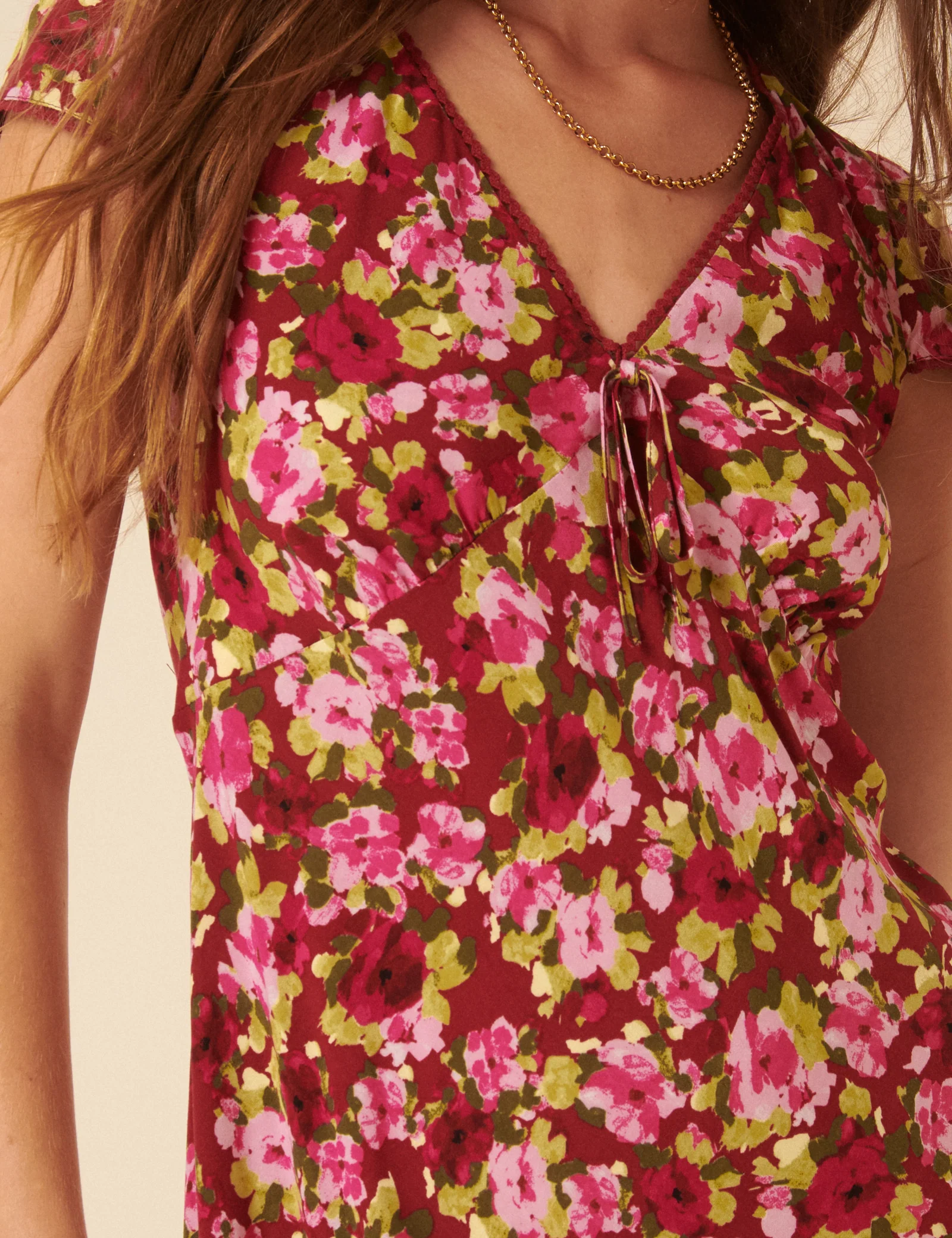 Red And Pink Floral Rosa Mini Dress - Image 3