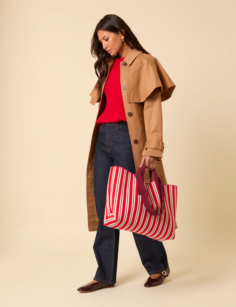Red And White Striped Tote Bag - Image 2