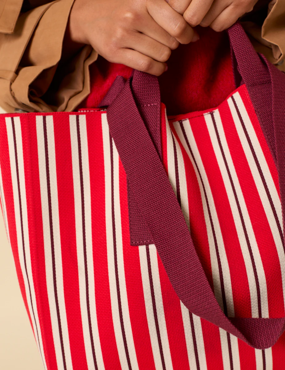 Red And White Striped Tote Bag - Image 3