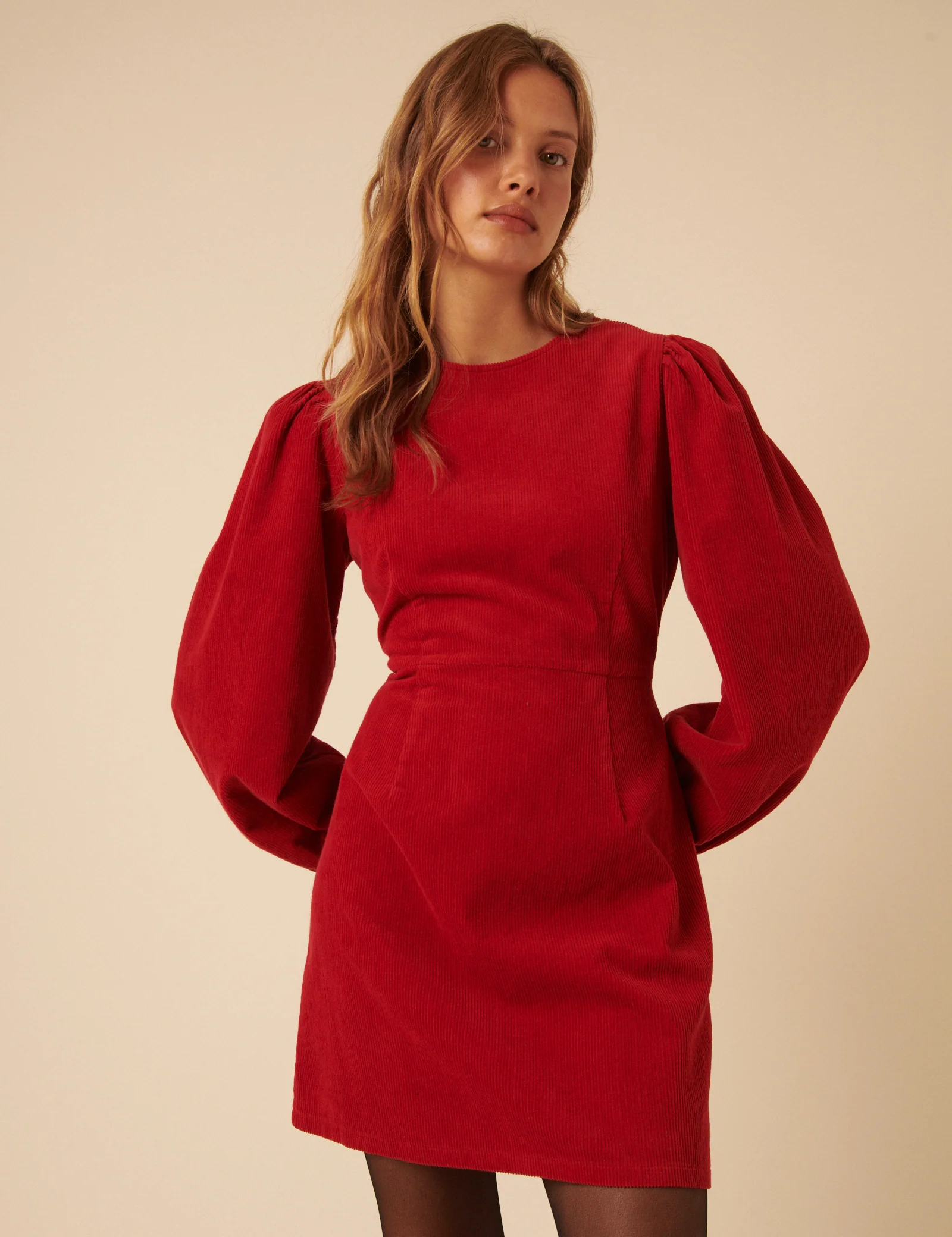 Red Cord Balloon Sleeve Peggy Mini Dress - Image 2