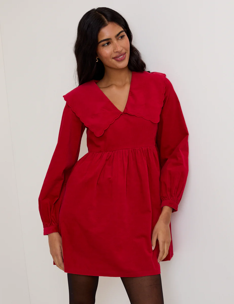 Red Cord Collar Cassis Mini Dress - Image 3