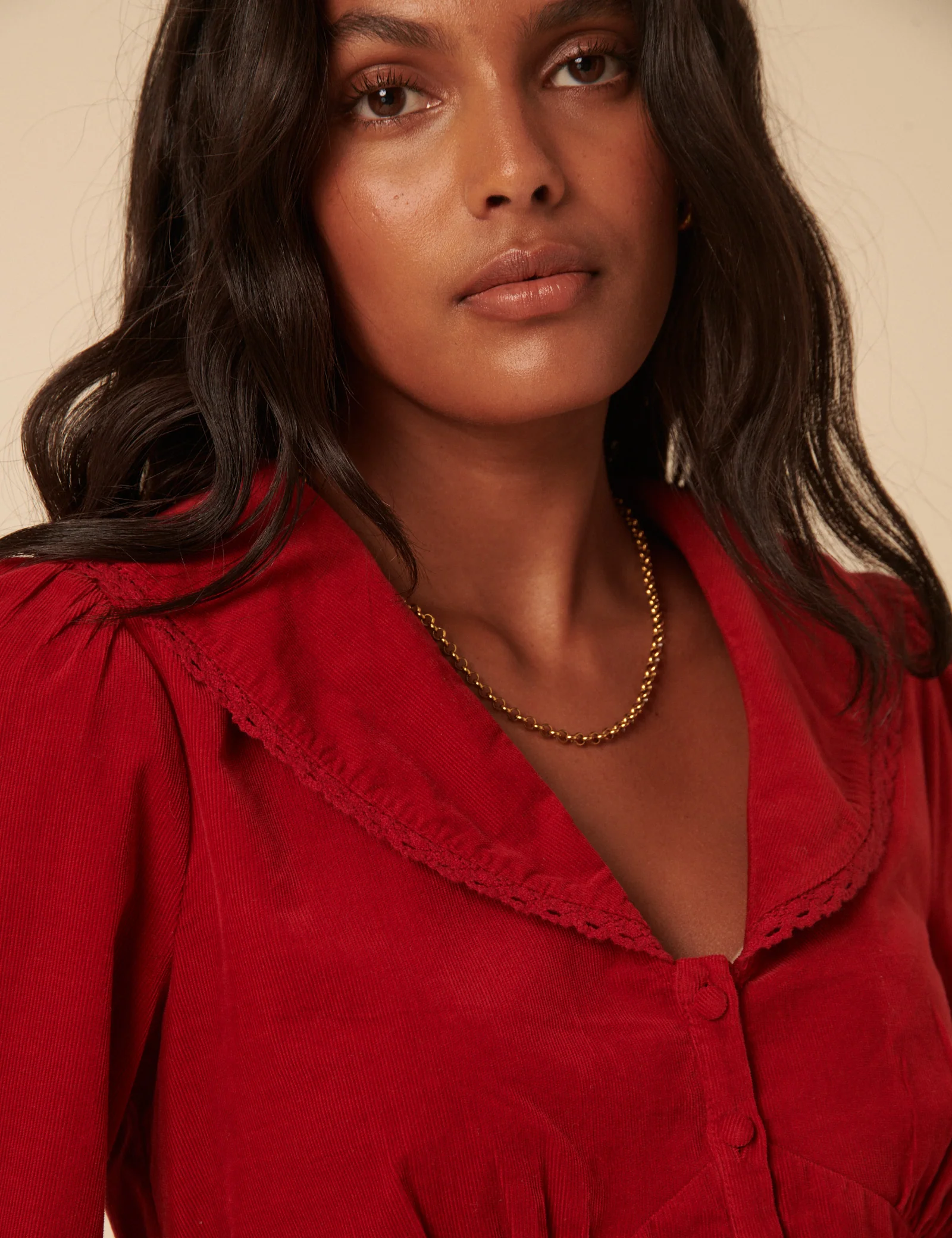 Red Cord Collared Blouse - Image 3