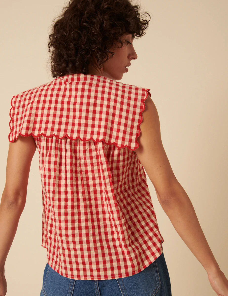 Red Gingham Sleeveless Bridy Blouse - Image 4