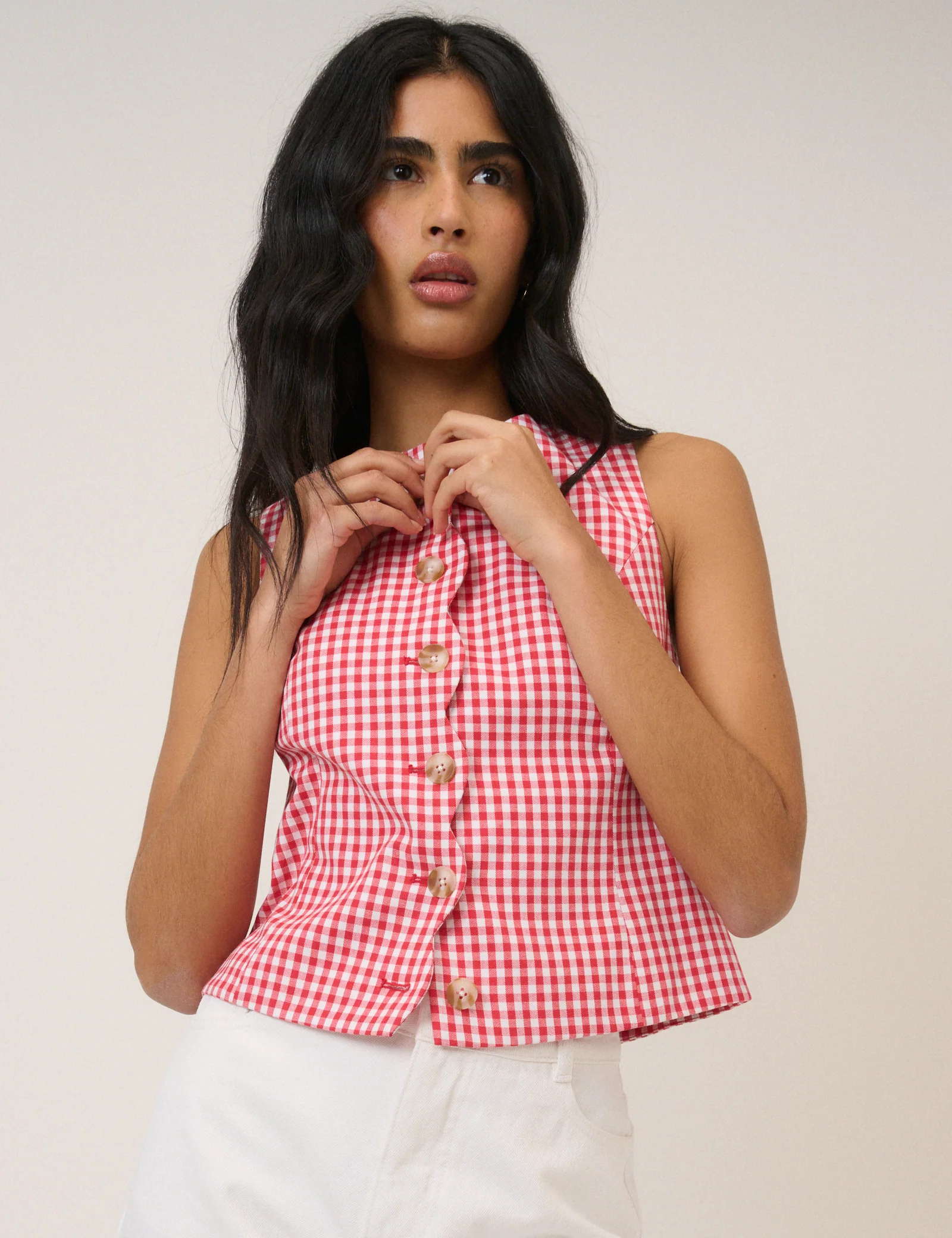 Red Gingham Tailored Waistcoat & Shorts Set - Image 3