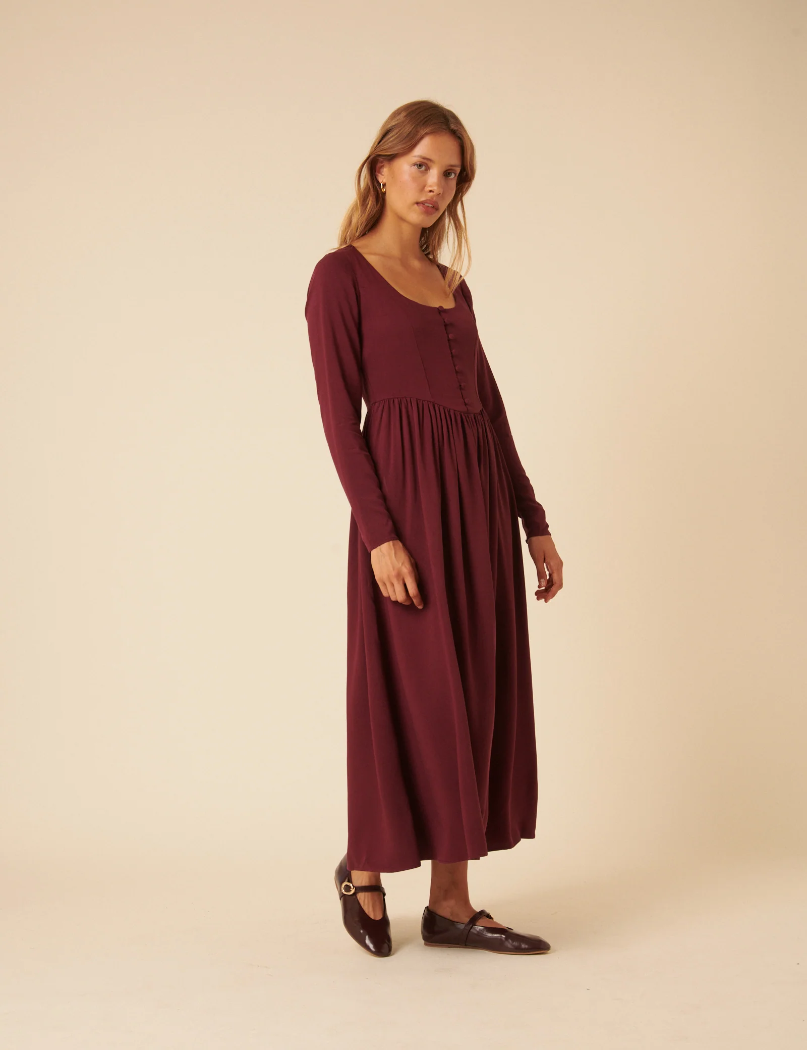 Red Long Sleeve Cora Midi Dress - Image 3