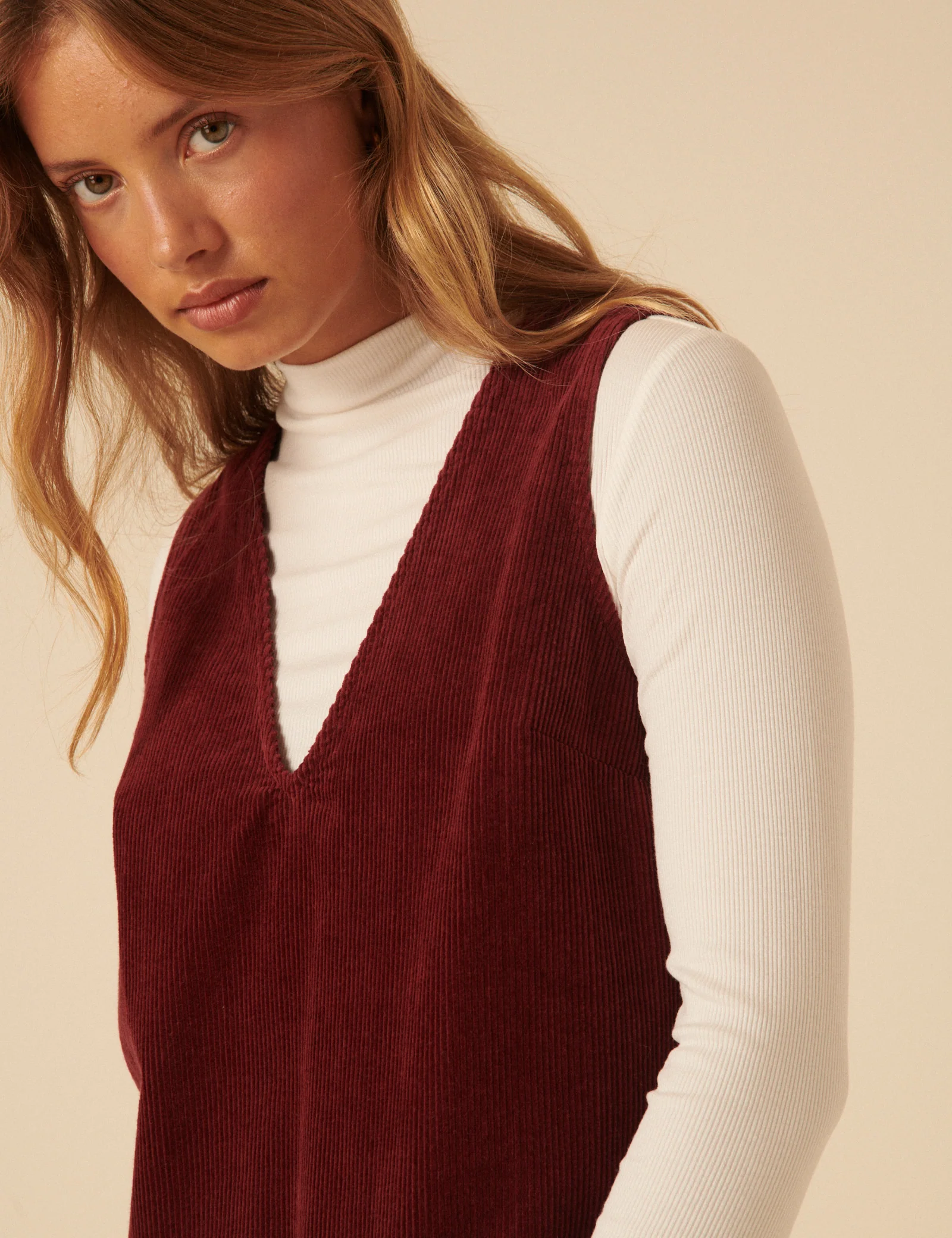 Red Piper Pinafore Mini Dress - Image 2