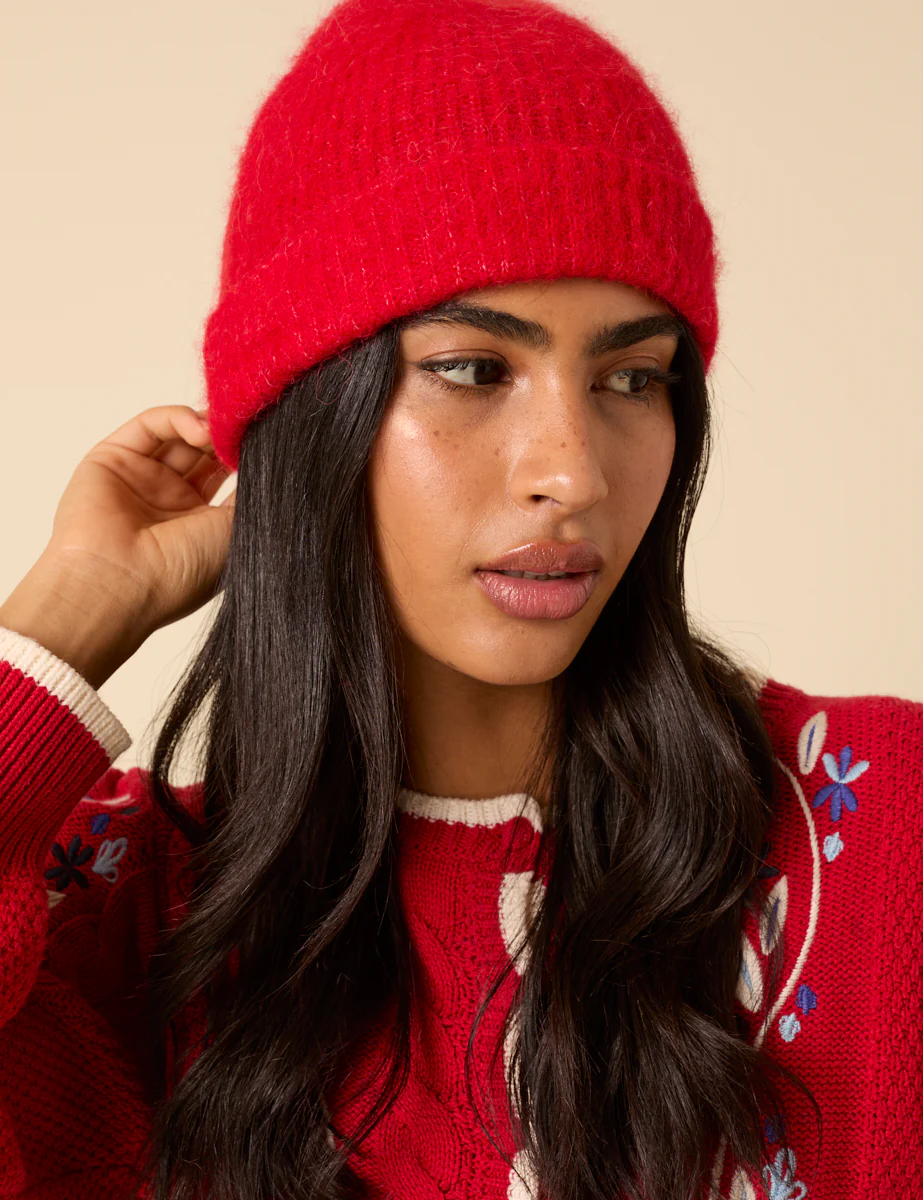 Red Ribbed Beanie - Image 3