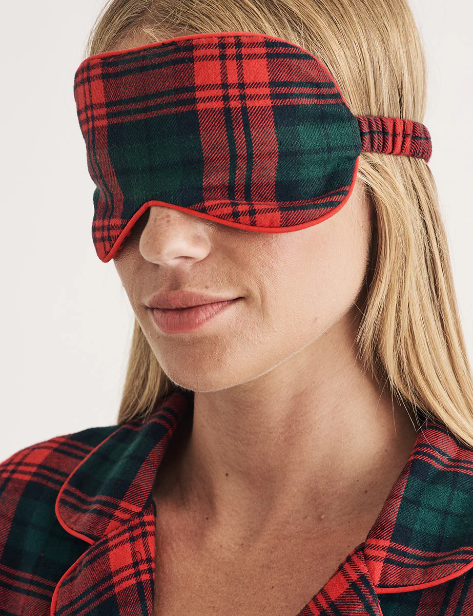 Red Tartan Check Eye Mask - Image 3