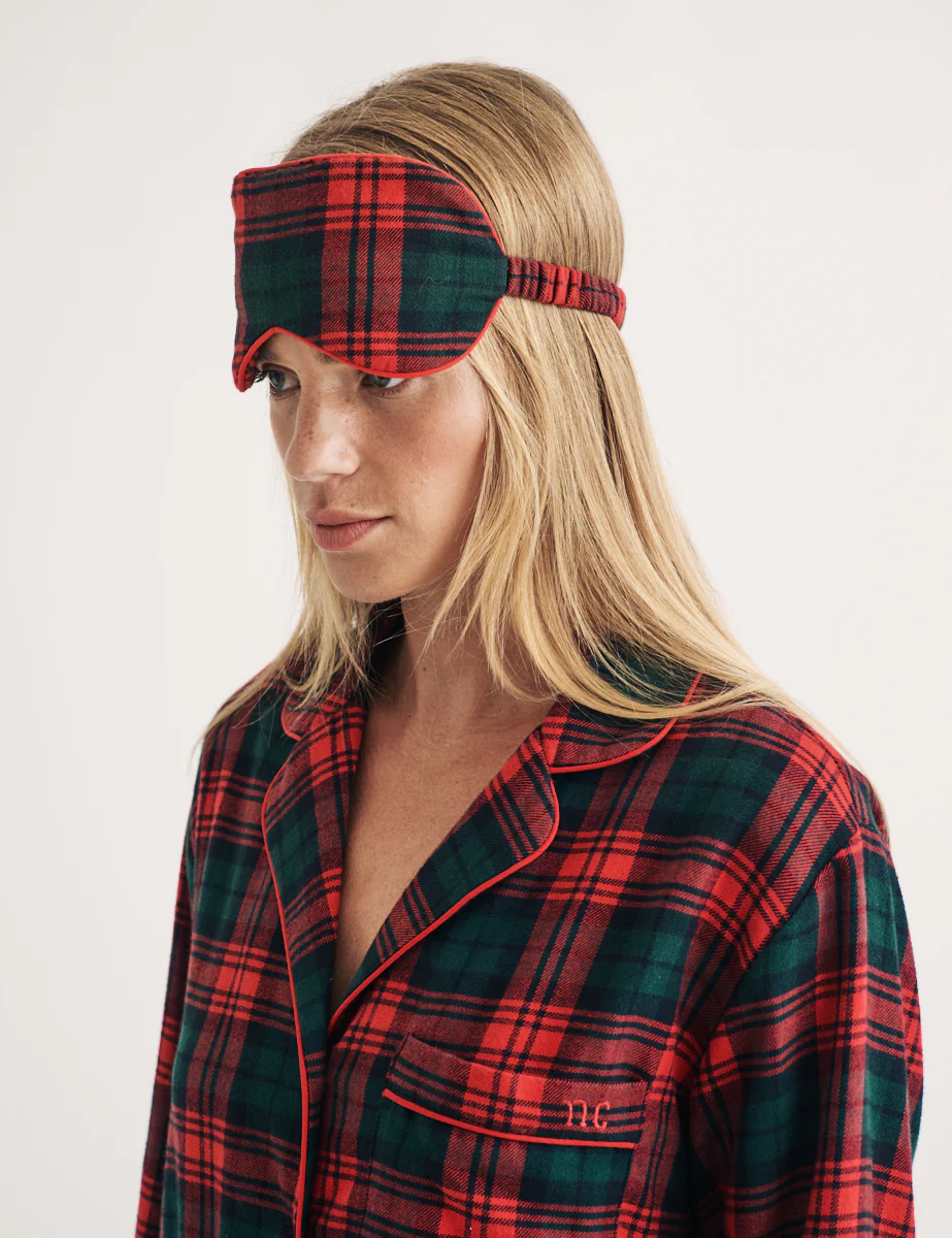 Red Tartan Check Eye Mask - Image 4