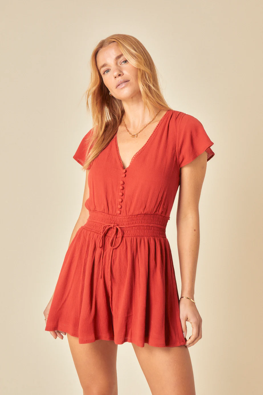 Red Veda Playsuit