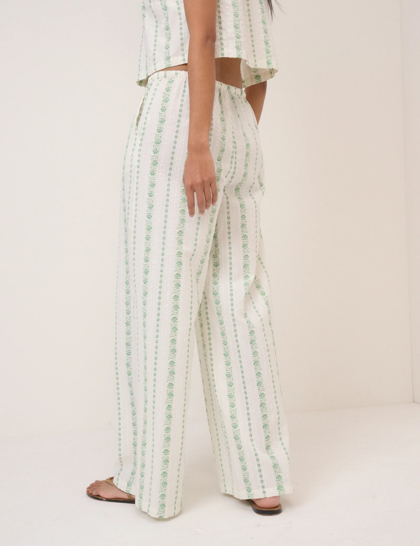 White Printed Reese Wide Leg Trousers - Image 5