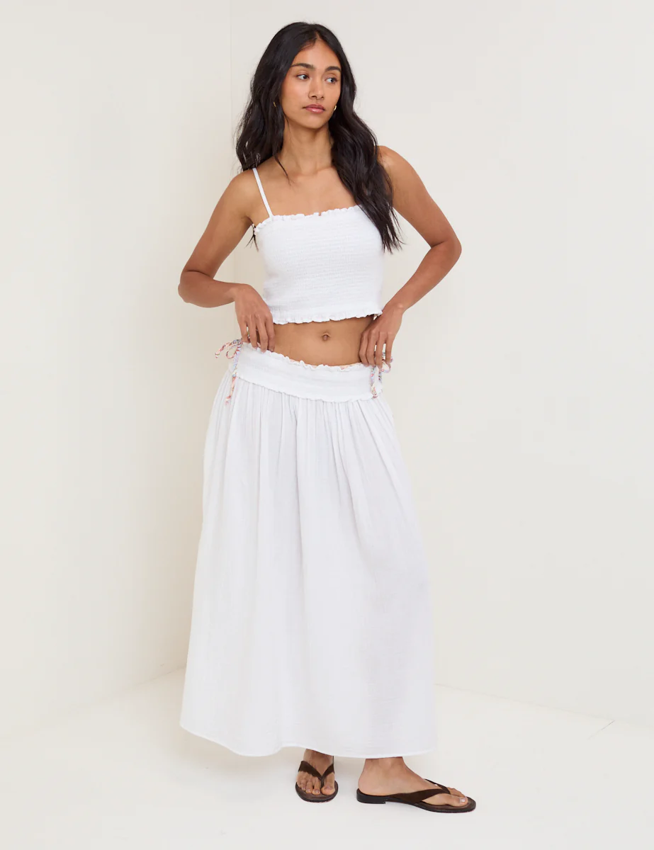 White Shirred Bandeau Top - Image 2