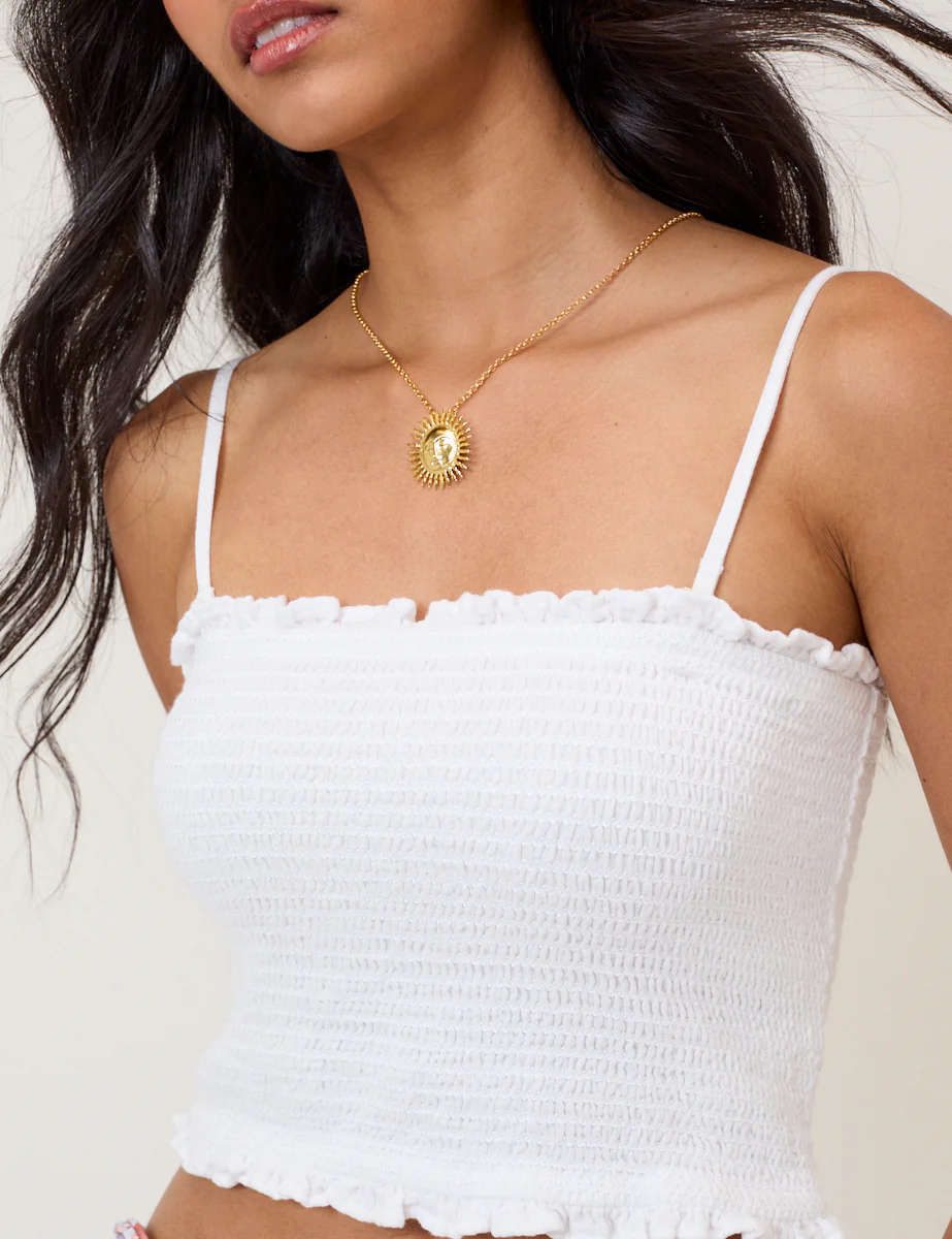 White Shirred Bandeau Top - Image 3