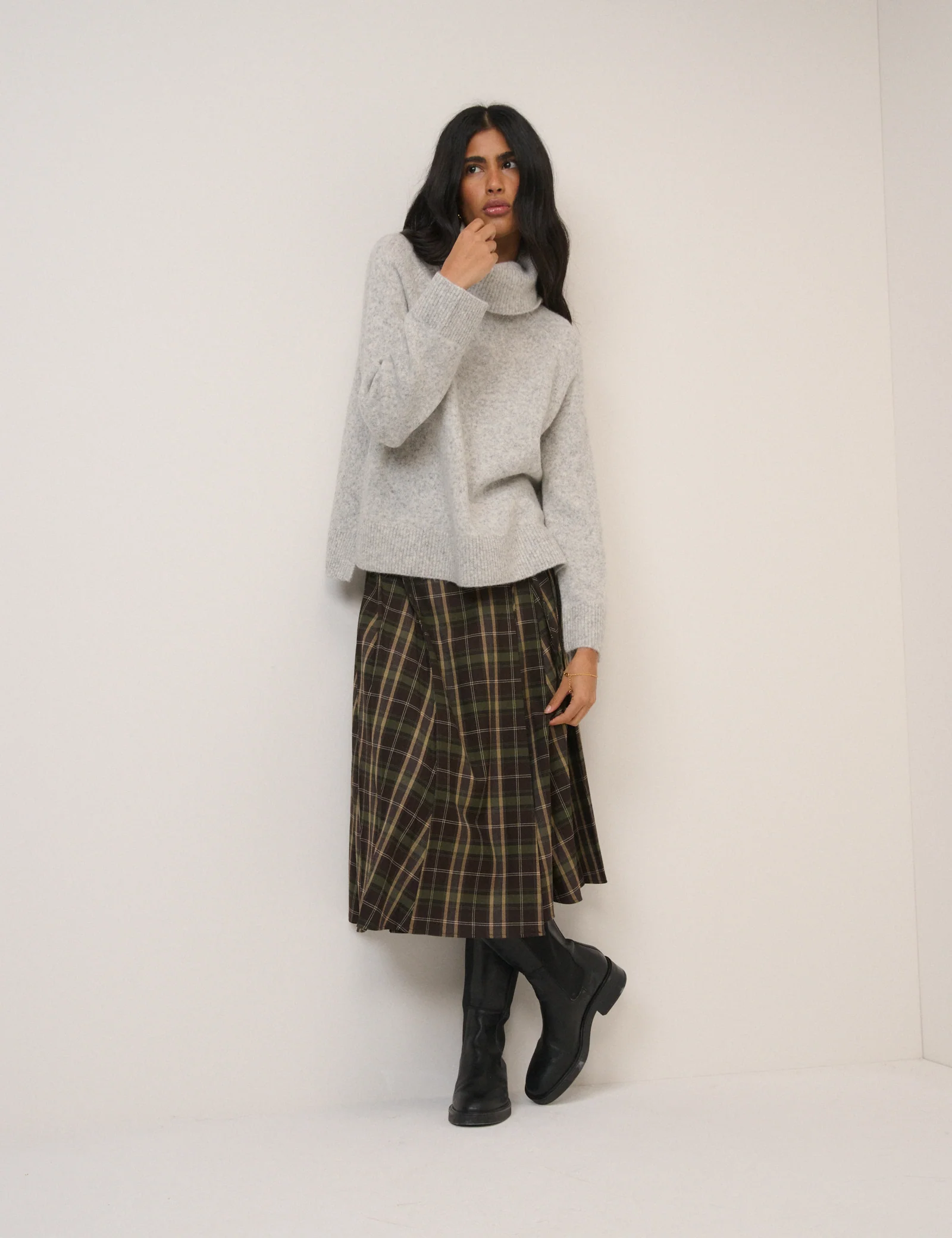 Grey Roll Neck Relaxed Jumper - Image 3