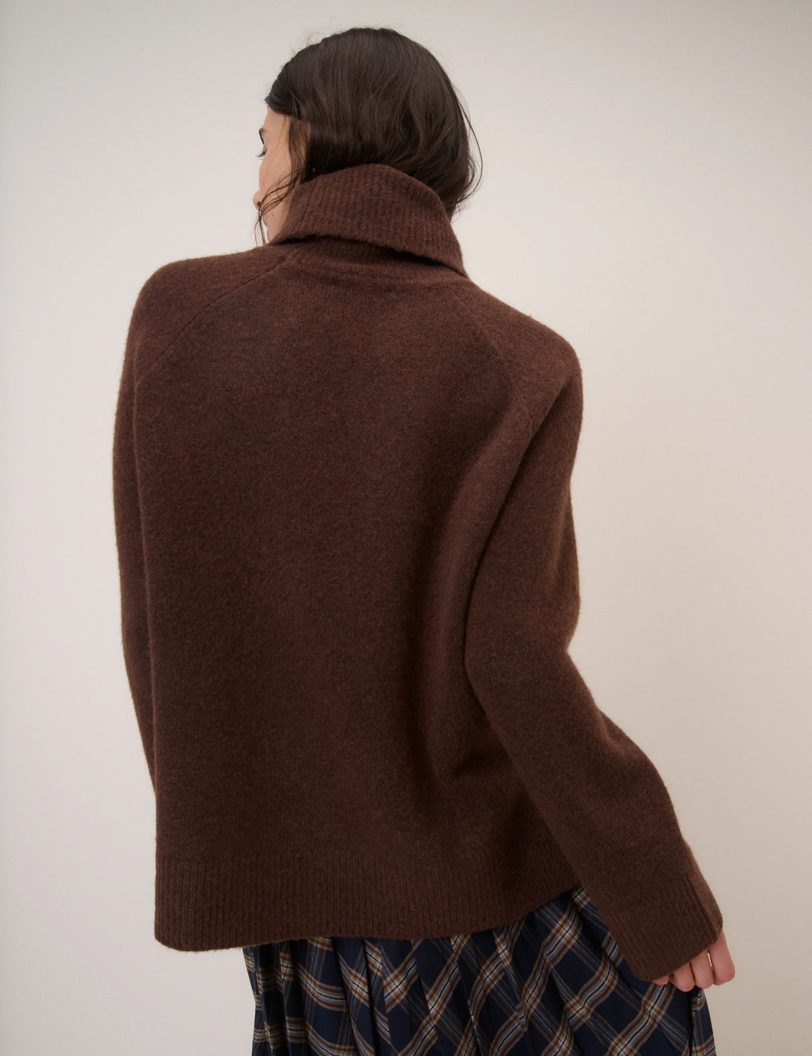 Brown Roll Neck Jumper Relaxed Fit - Image 5