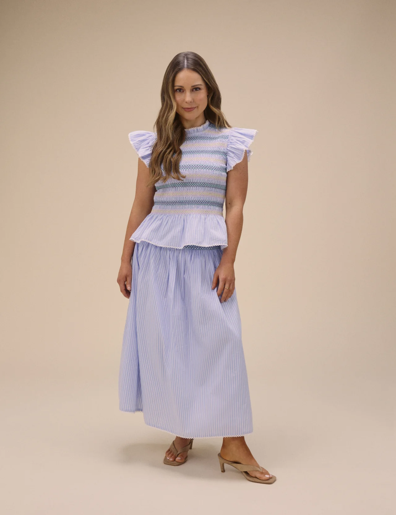 Blue Striped Shirred Top - Image 2