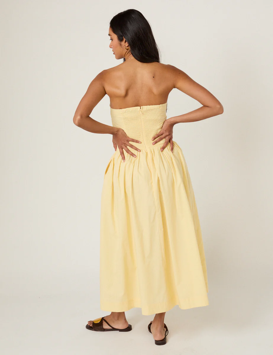 Butter Yellow Bandeau Rosalie Midi Dress - Image 5