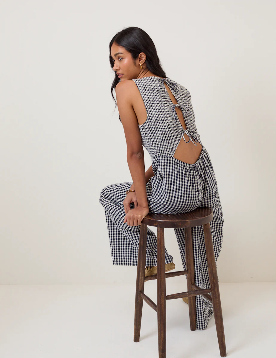 Navy Gingham Ruth Jumpsuit - Image 3