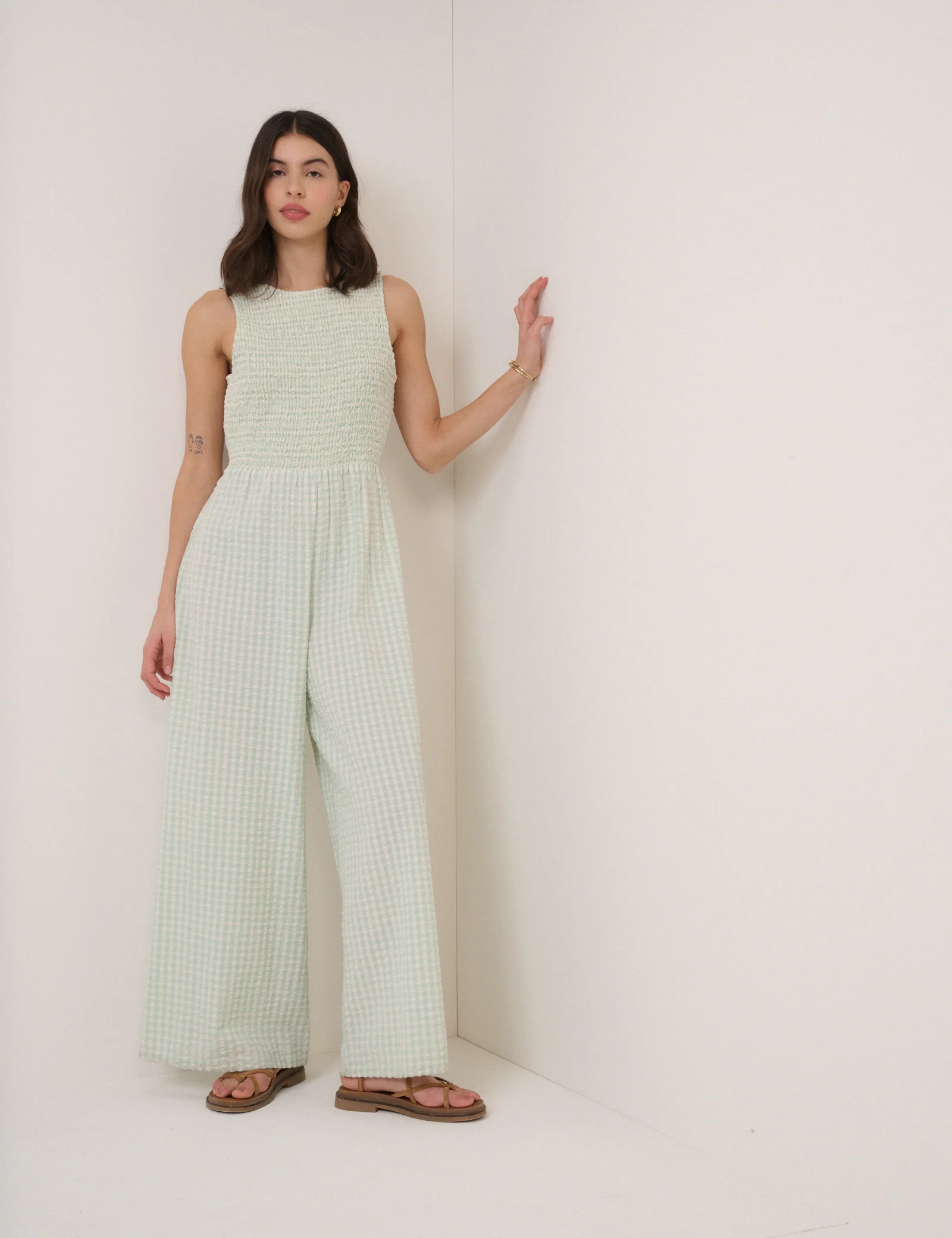 Mint Green Gingham Ruth Jumpsuit