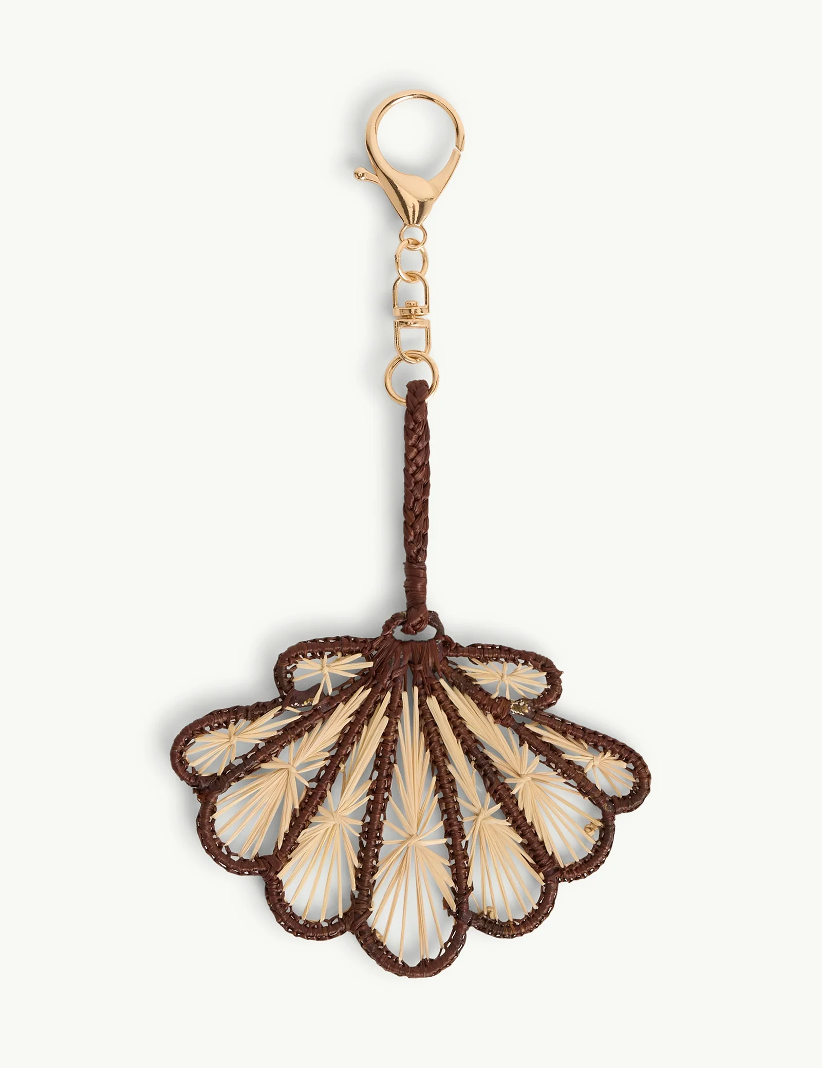 Brown and Natural Raffia Shell Bag Charm