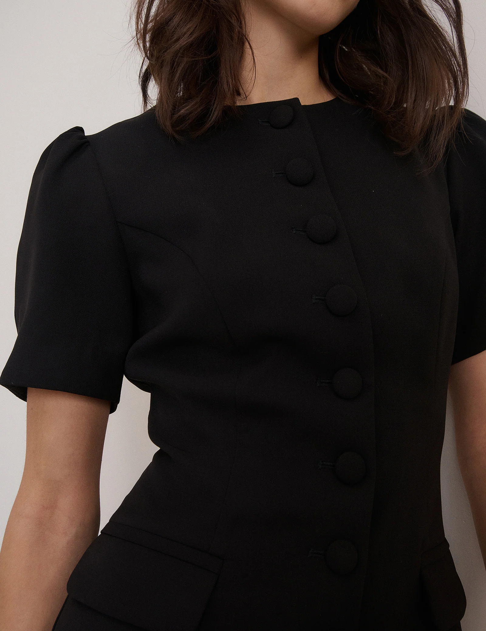 Black Short Sleeve Tailored Mini Dress - Image 4