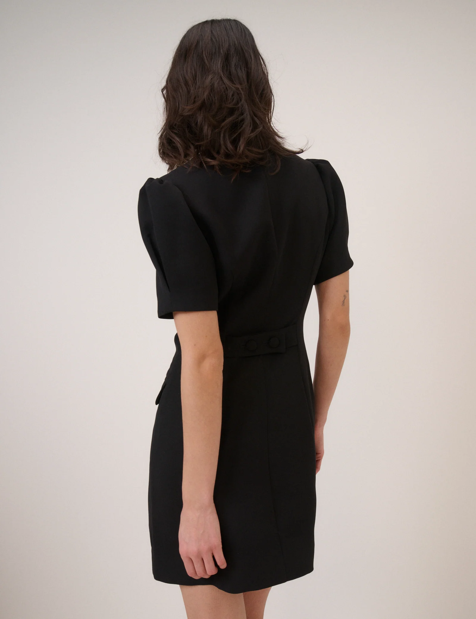 Black Short Sleeve Tailored Mini Dress - Image 5