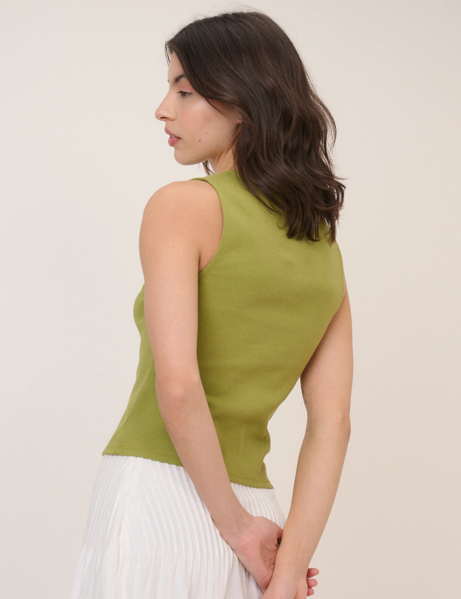 Green Boat Neck Cropped Button Through Top - Image 5