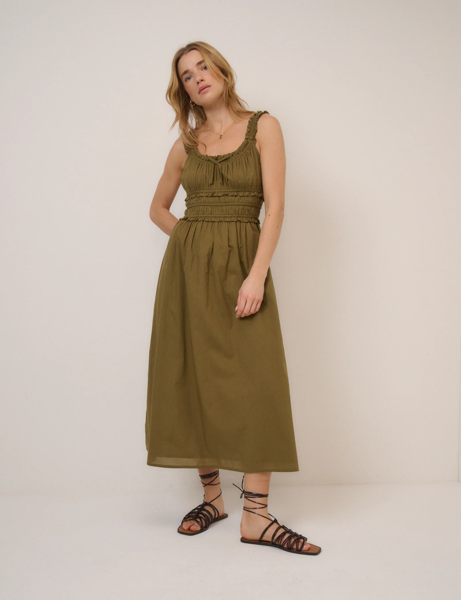 Green Sleeveless Ariel Midi Dress - Image 4
