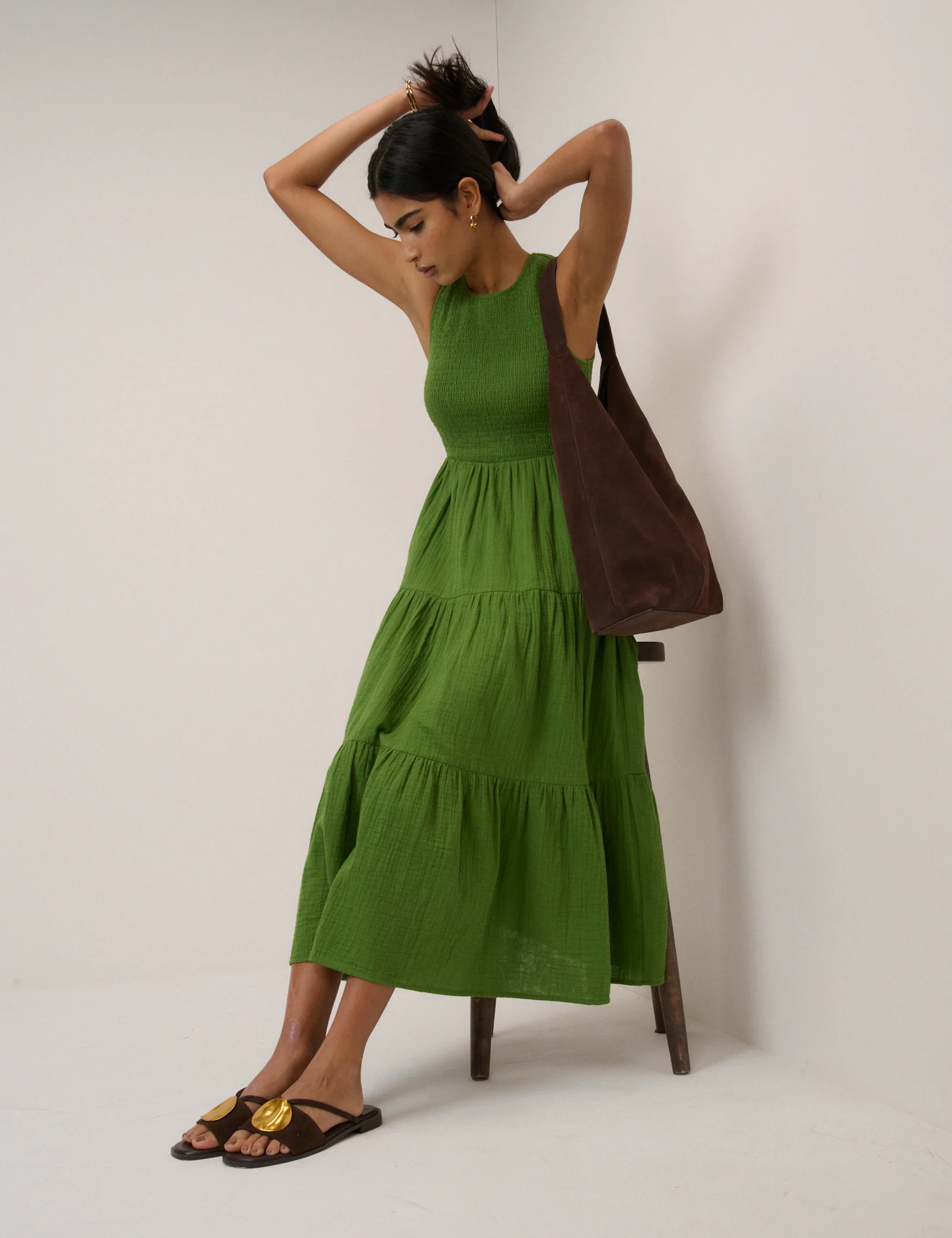 Green Sleeveless Charlie Midi Dress - Image 3