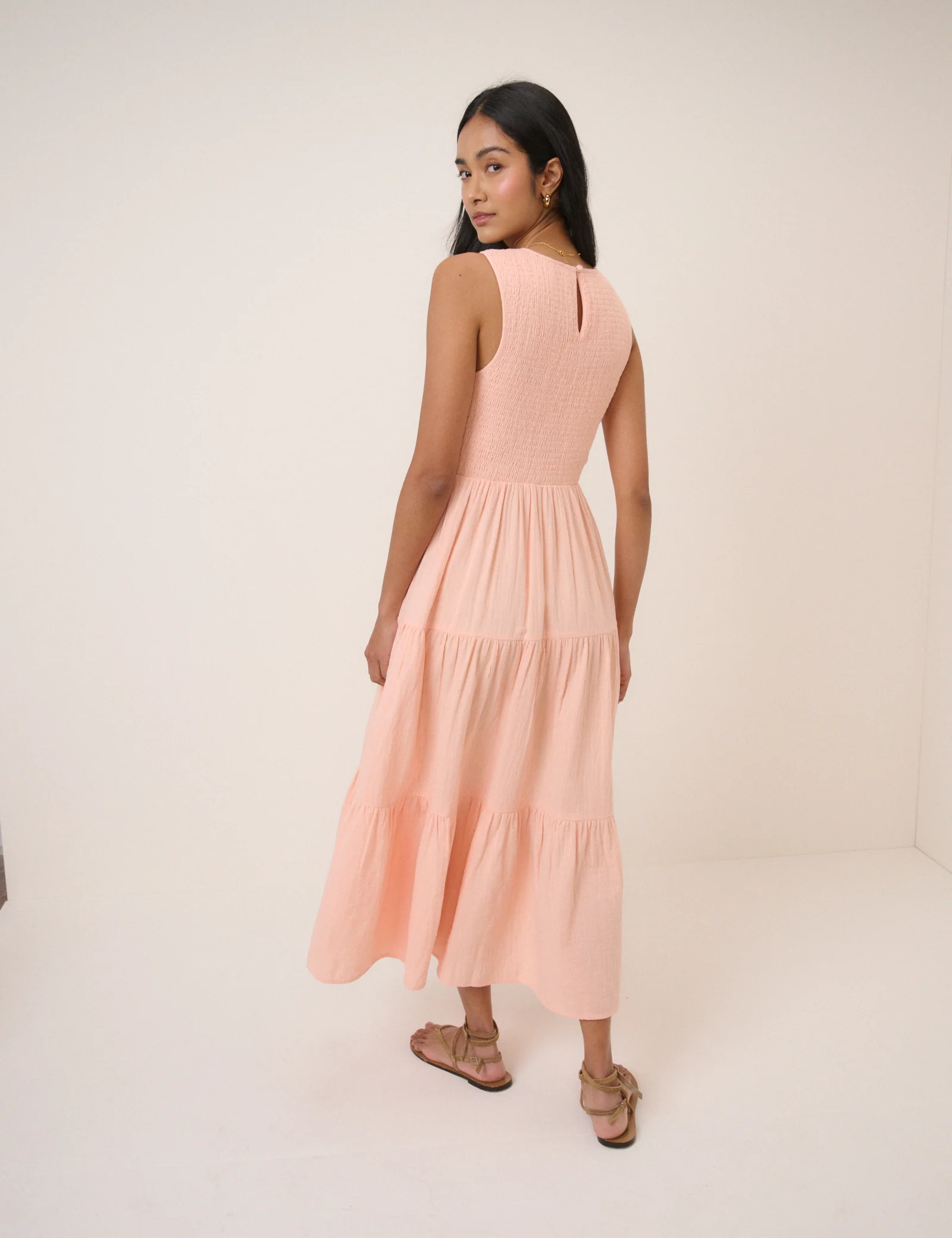 Coral Pink Sleeveless Charlie Midi Dress - Image 4